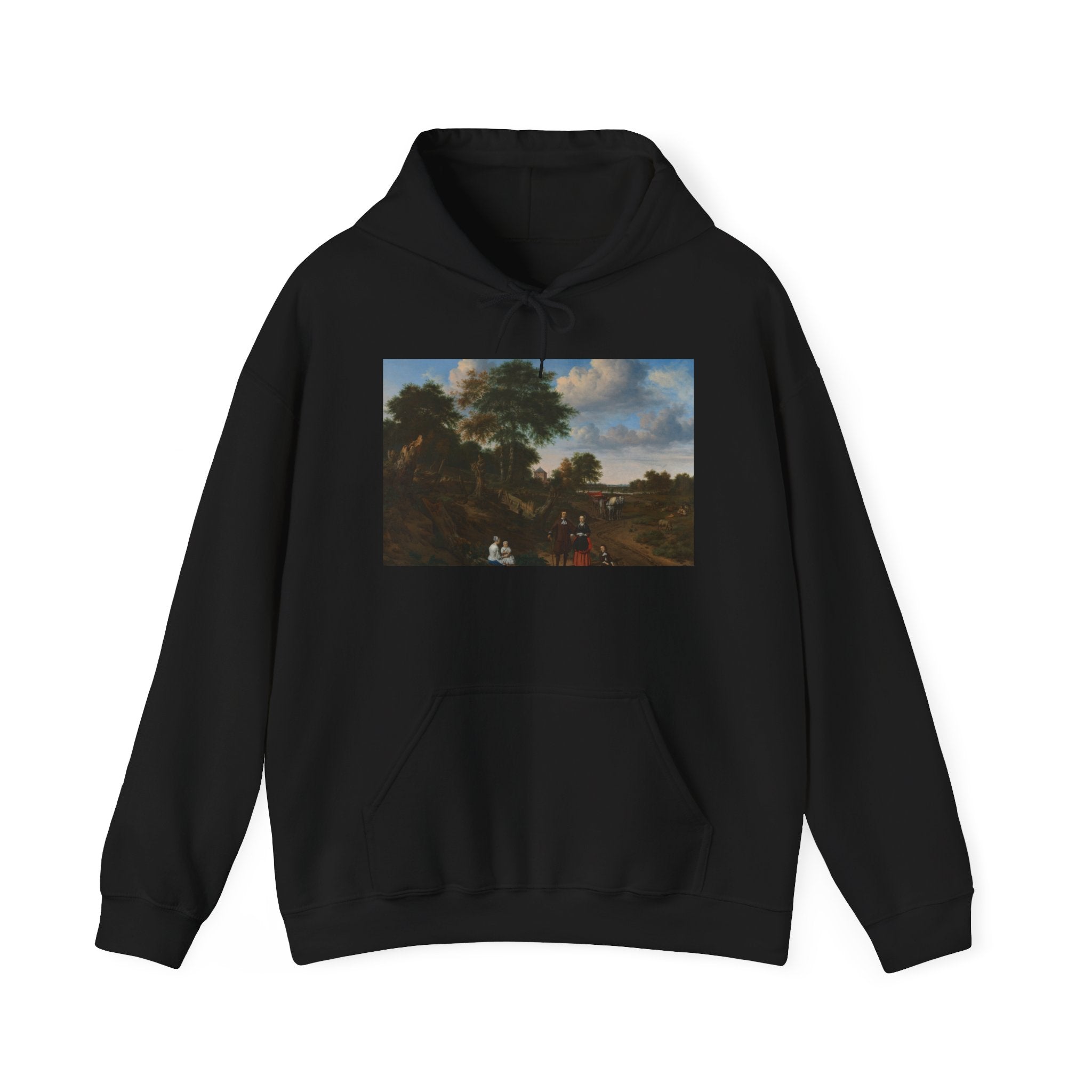 Art Hoodie – Portrait of a Couple with Two Children and a Nurse in a Landscape