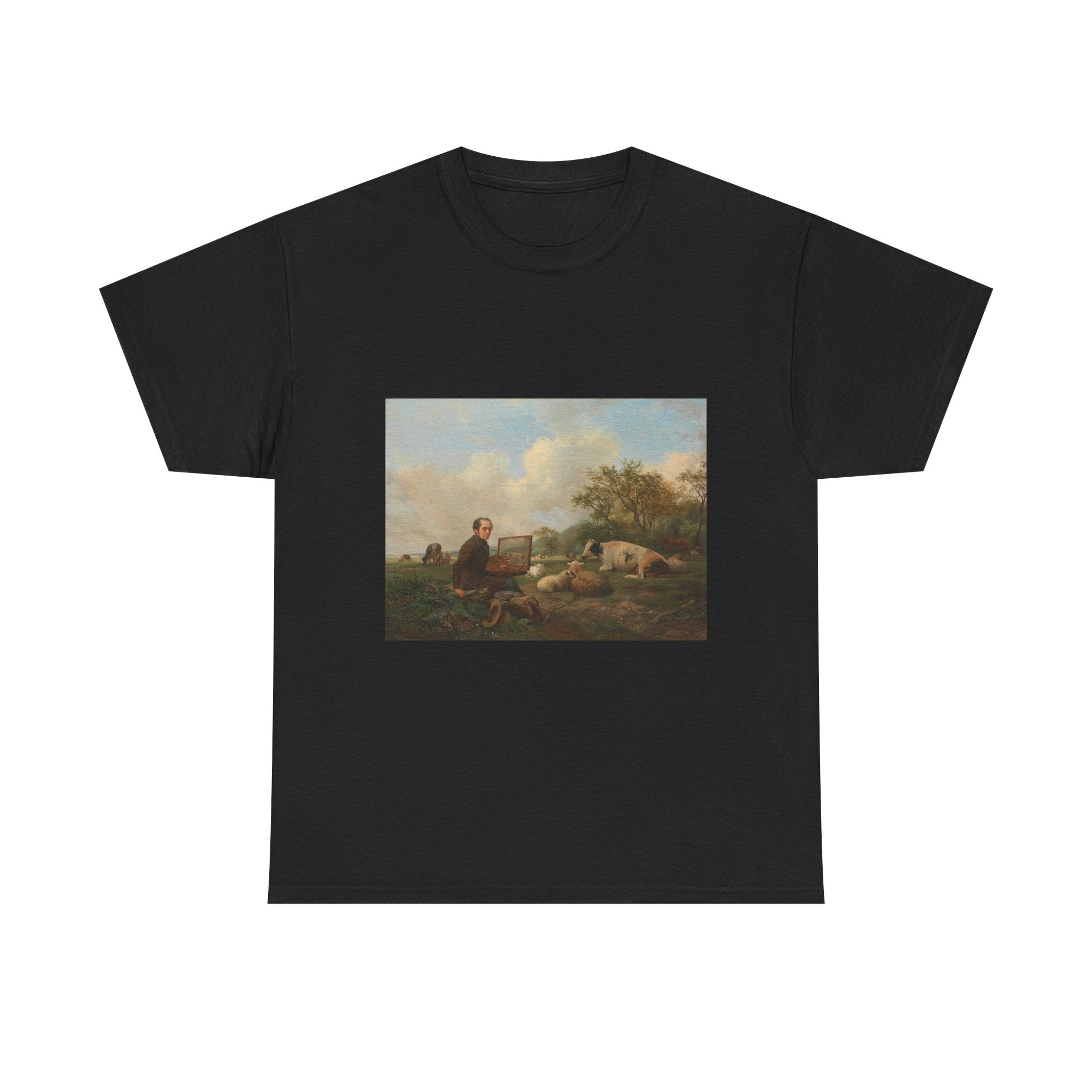 Art Tee – The Artist Painting a Cow in a Meadow