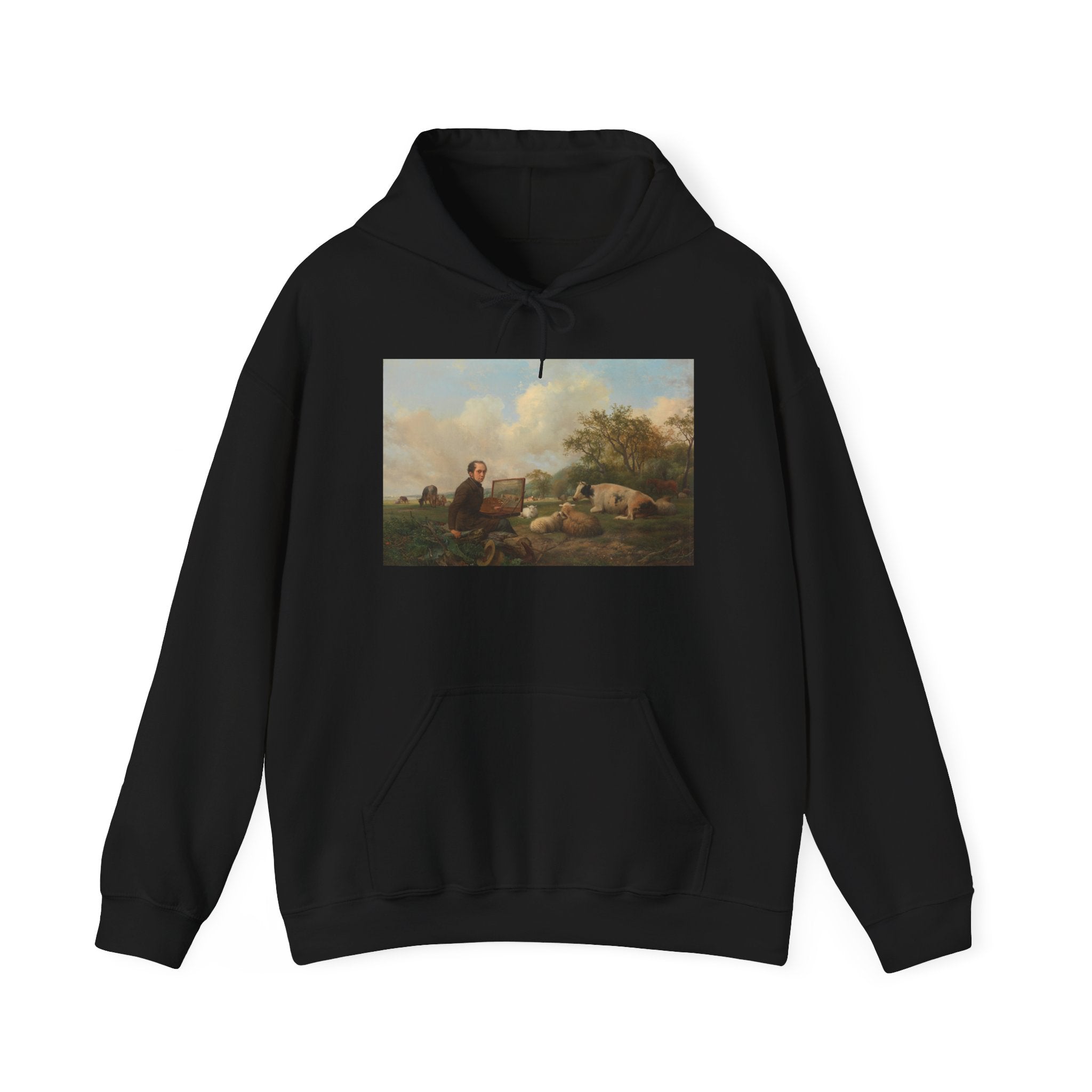 Art Hoodie – The Artist Painting a Cow in a Meadow