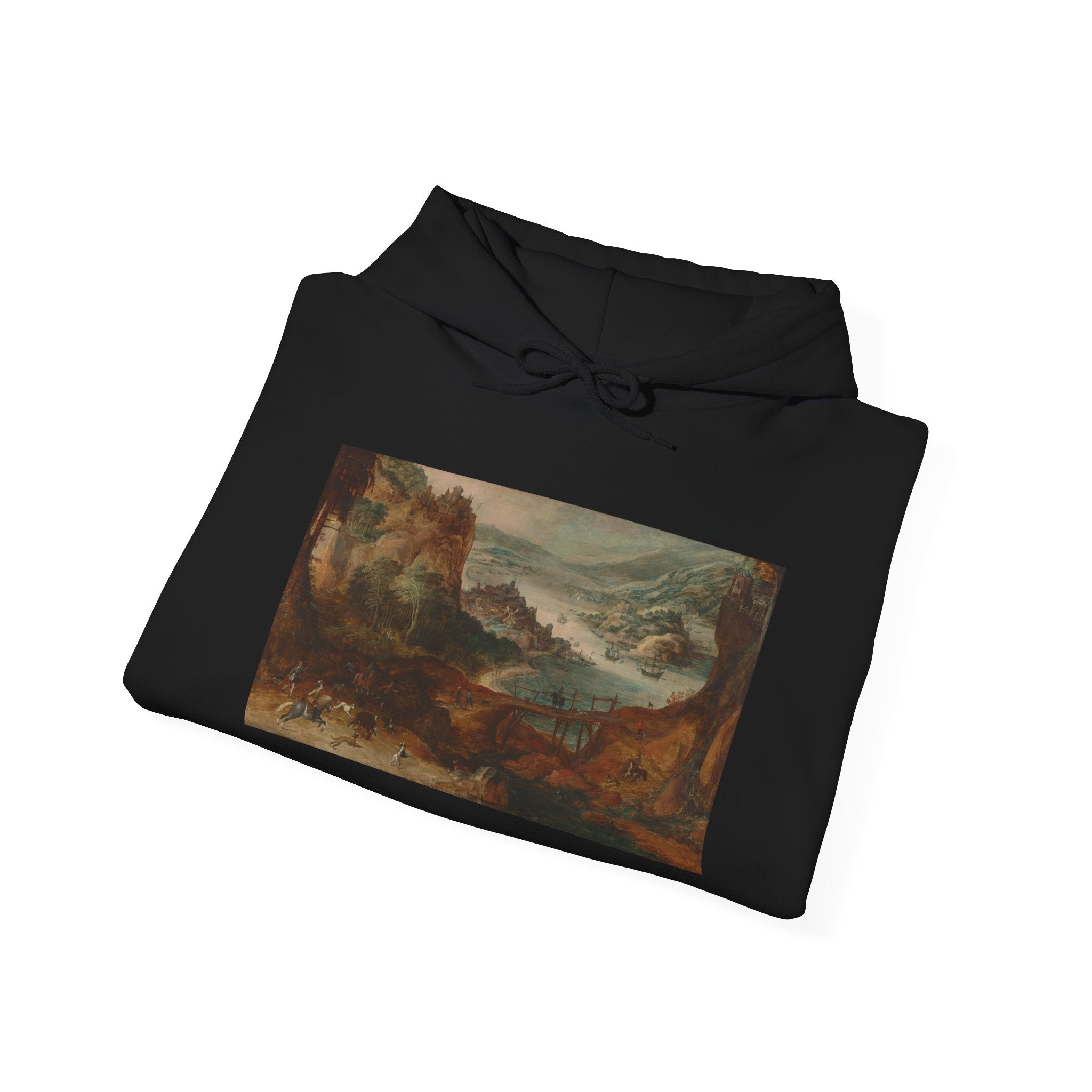 Art Hoodie – River Landscape with Boar Hunt