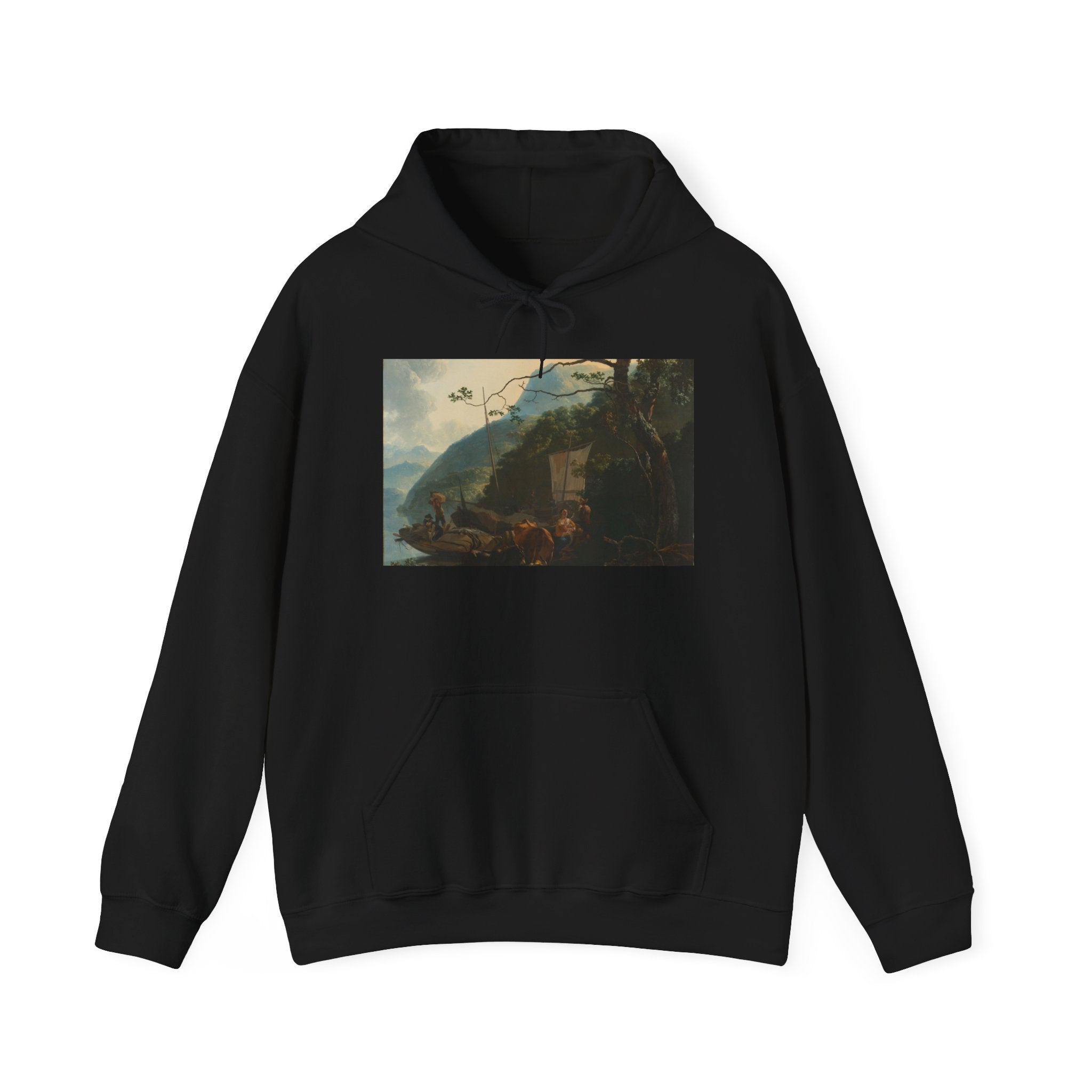 Art Hoodie – Boatmen Moored on the Shore of an Italian Lake