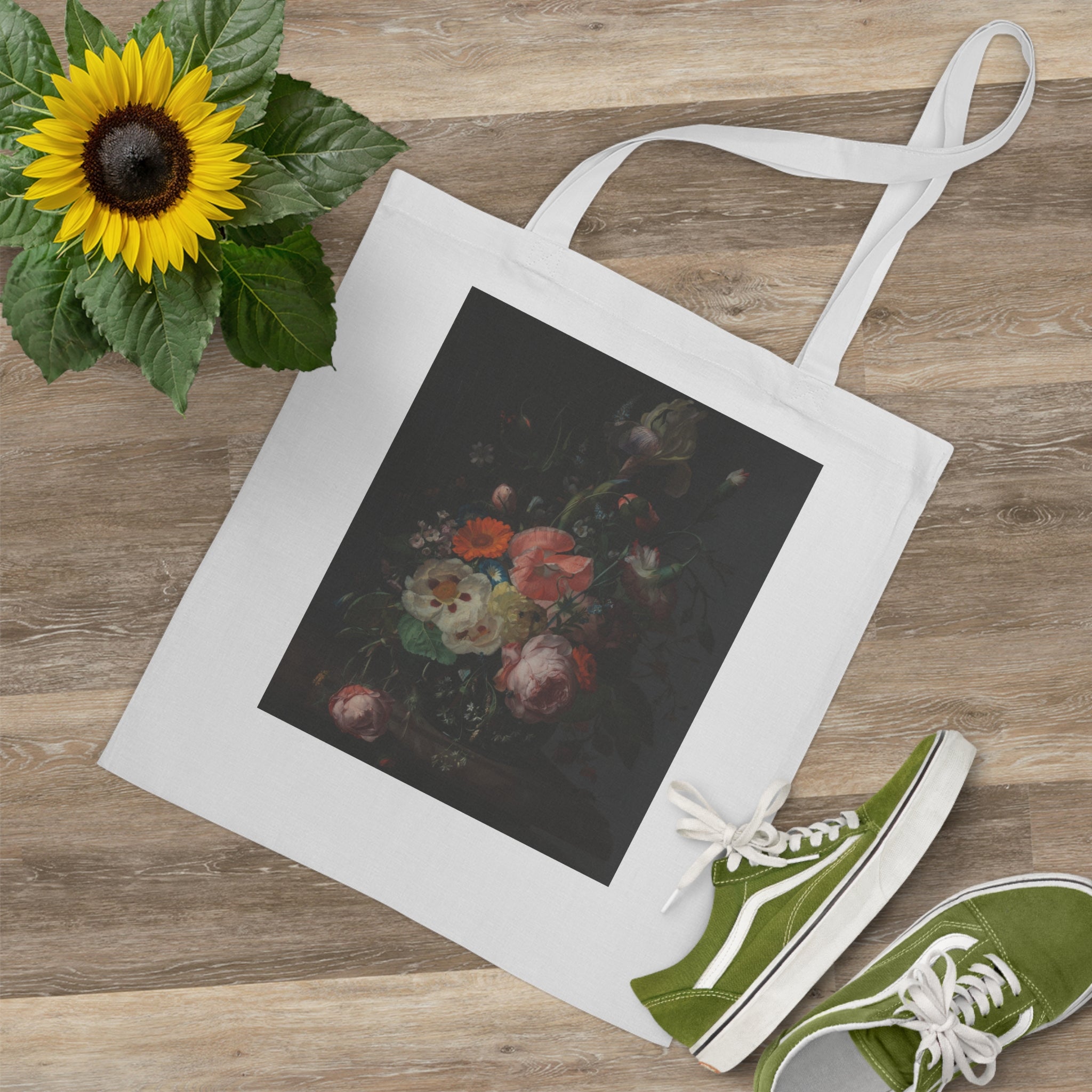 Art Tote Bag – Still Life with Flowers on a Marble Tabletop