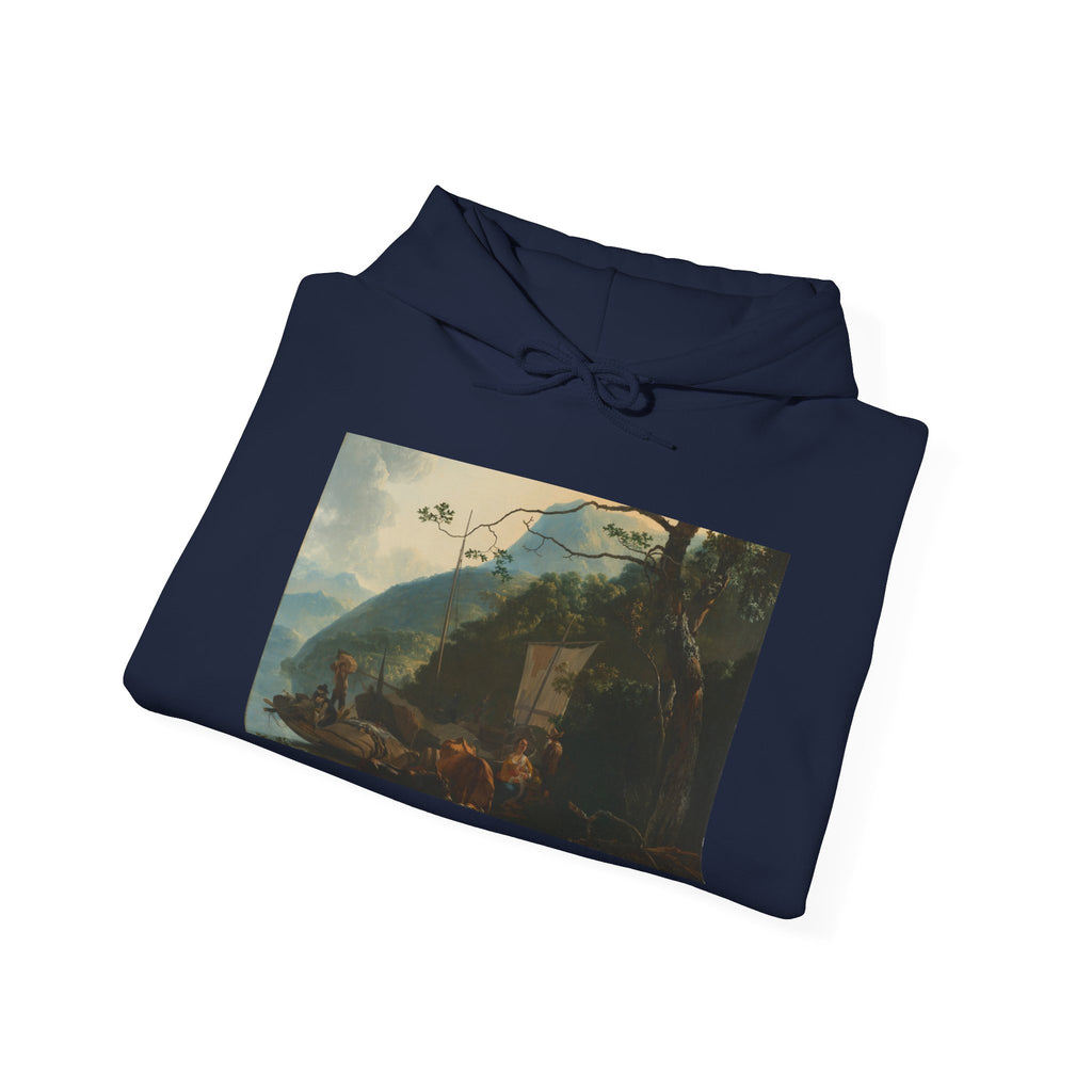 Art Hoodie – Boatmen Moored on the Shore of an Italian Lake