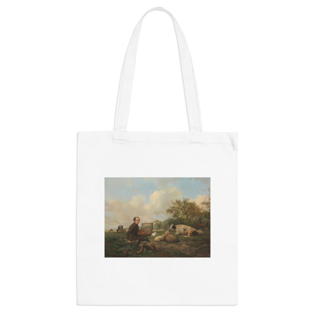 Art Tote Bag – The Artist Painting a Cow in a Meadow