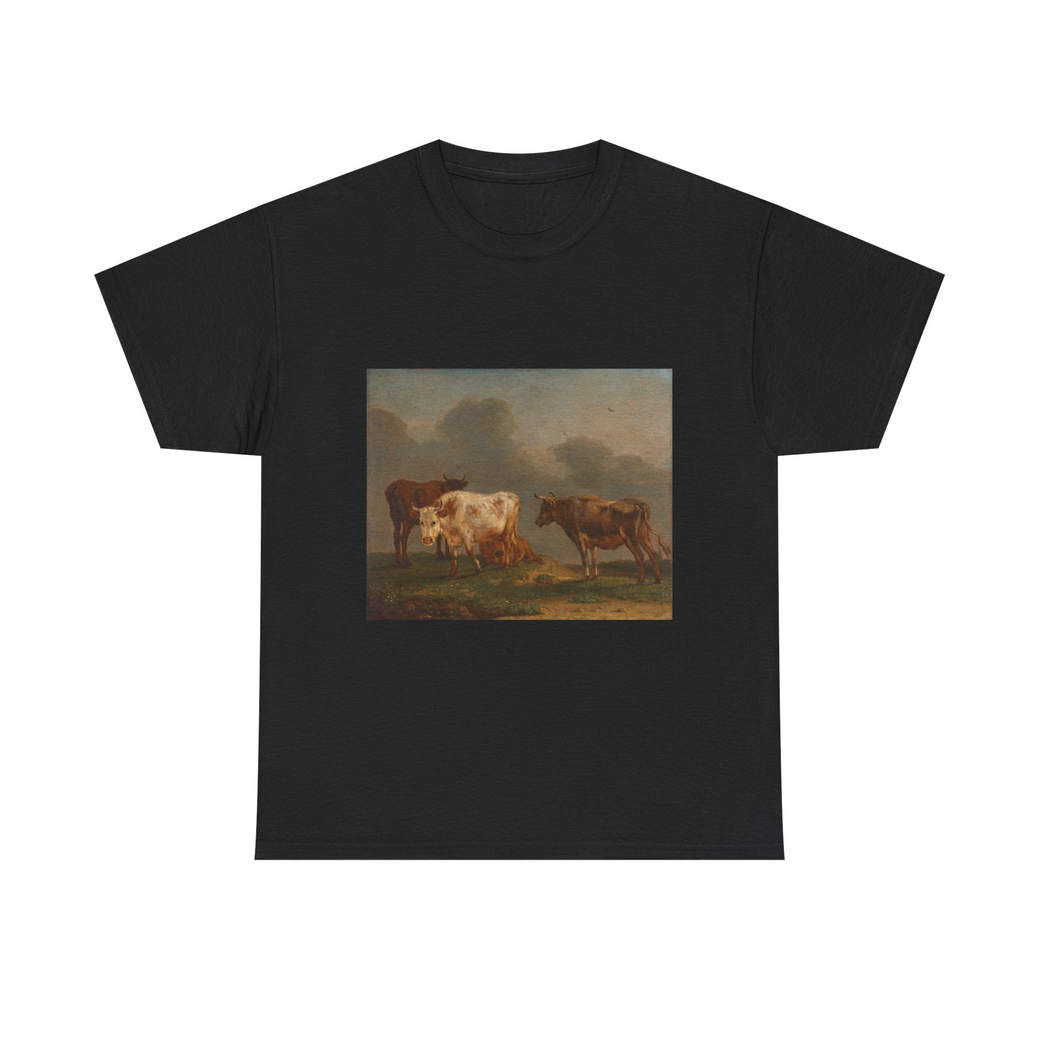 Art Tee – Four Young Bulls in a Meadow