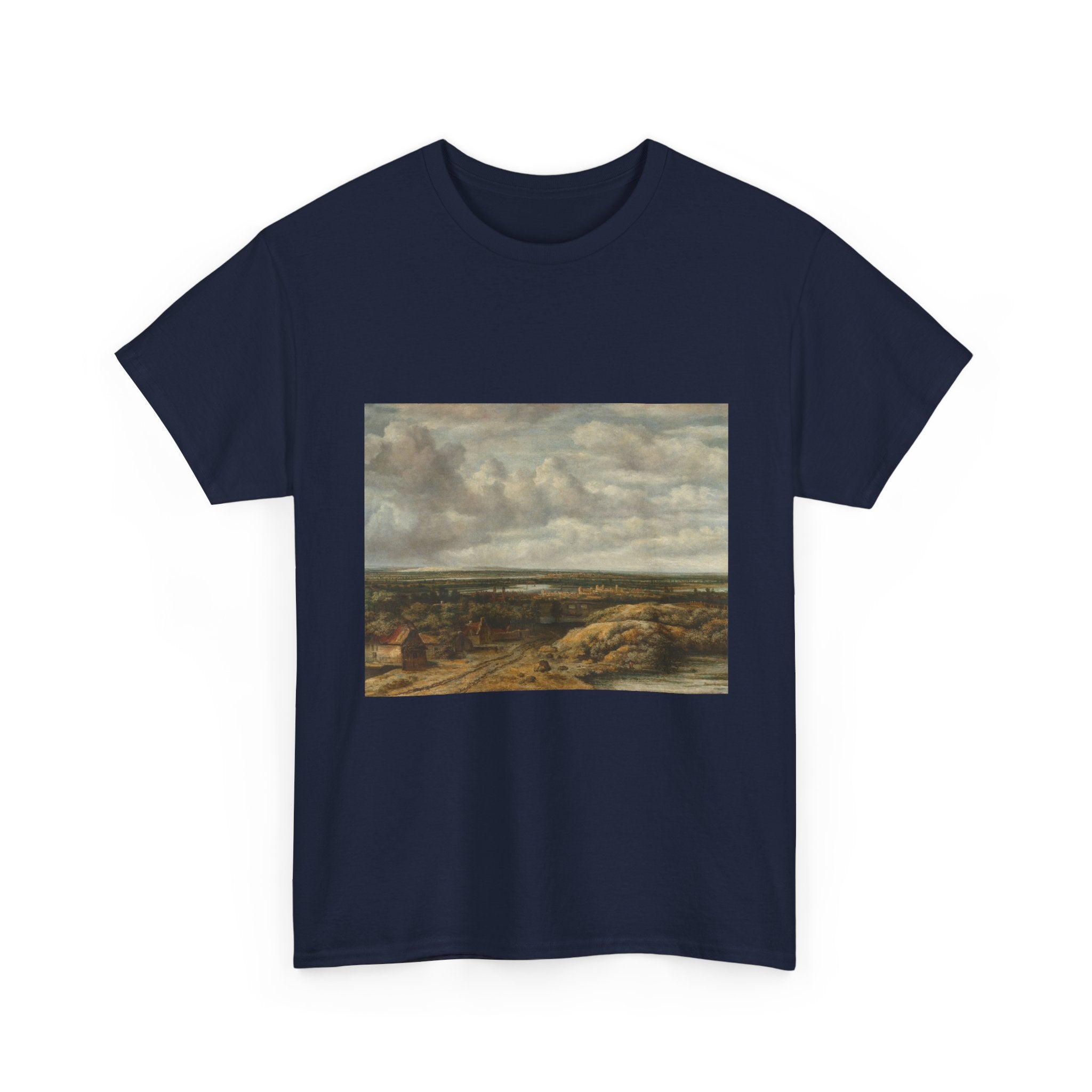 Art Tee – Distant View with Cottages along a Road