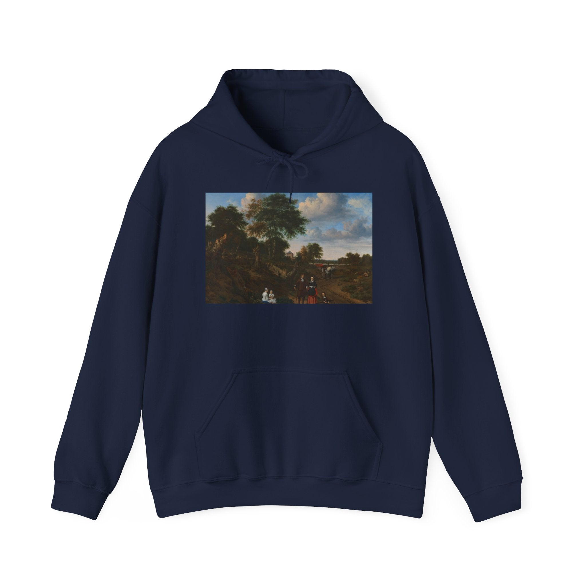 Art Hoodie – Portrait of a Couple with Two Children and a Nurse in a Landscape