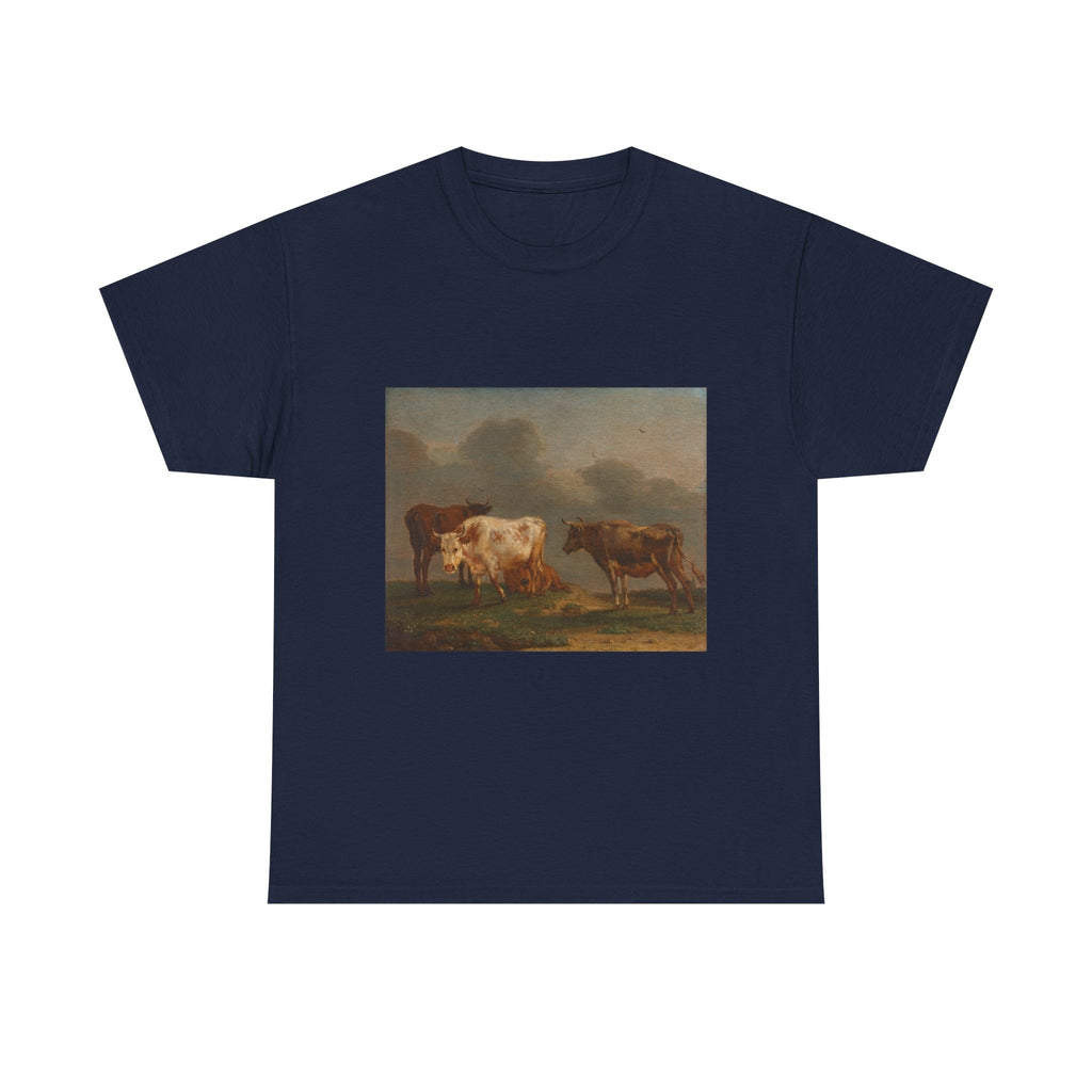 Art Tee – Four Young Bulls in a Meadow