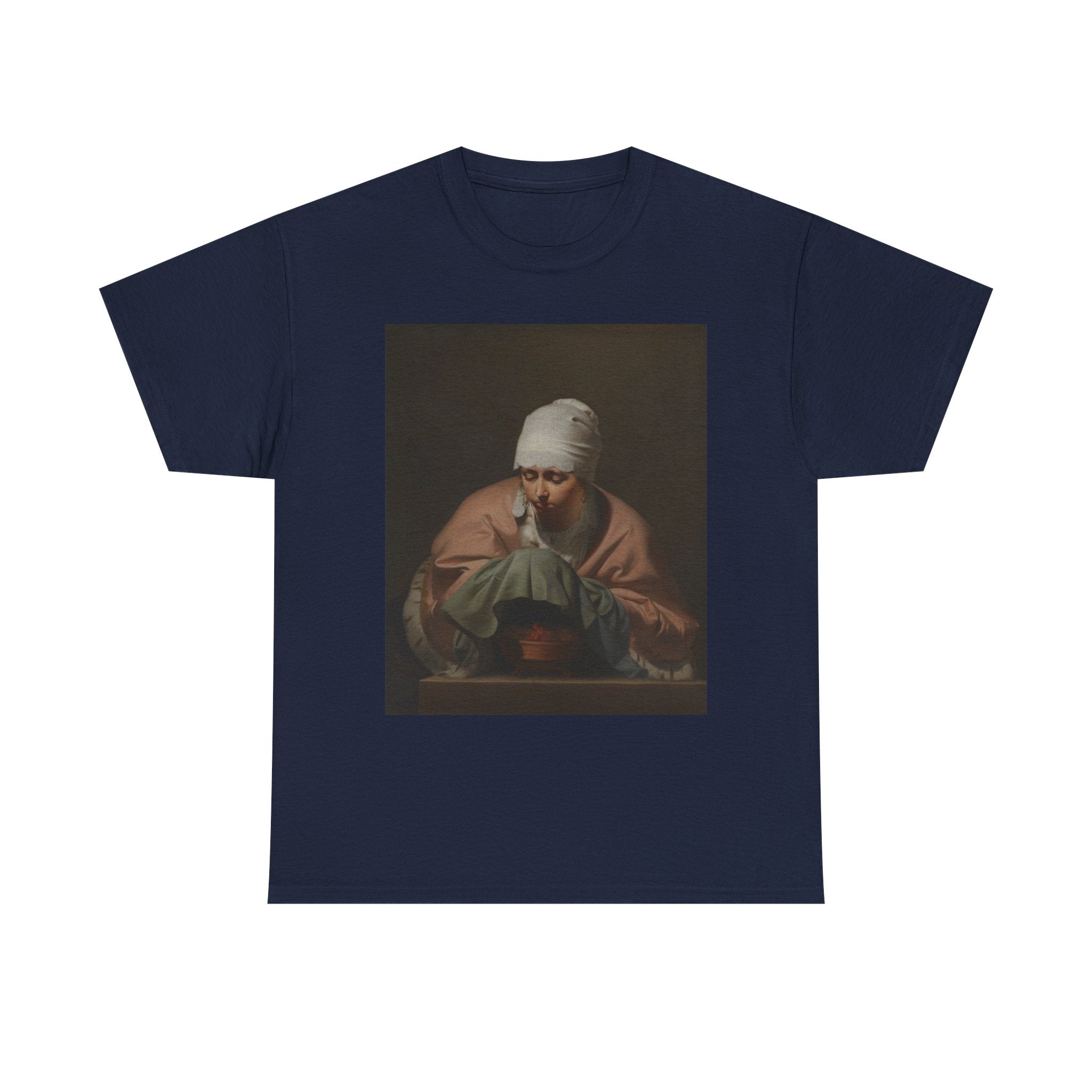 Art Tee – A Young Woman Warming her Hands over a Brazier: Allegory of Winter
