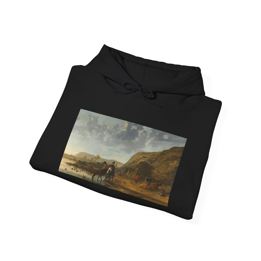 Art Hoodie – River Landscape with Riders