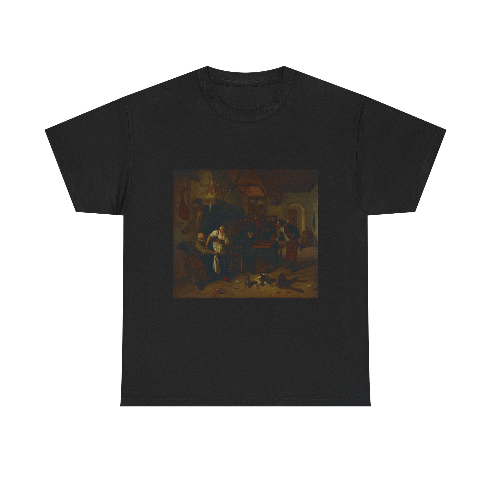 Art Tee – Interior of an inn with an old man amusing himself with the landlady and two men playing backgammon, known as 'Two kinds of games'