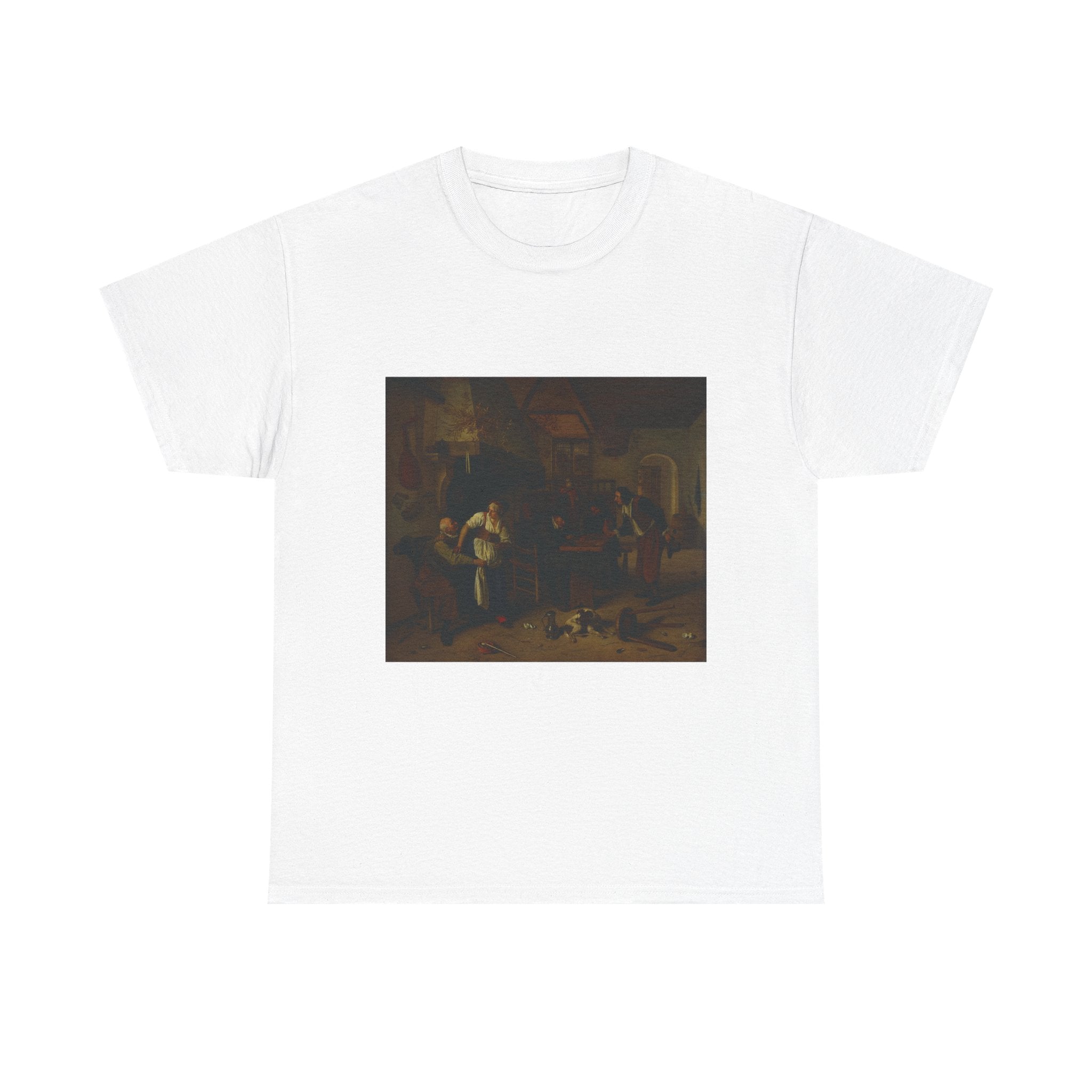 Art Tee – Interior of an inn with an old man amusing himself with the landlady and two men playing backgammon, known as 'Two kinds of games'