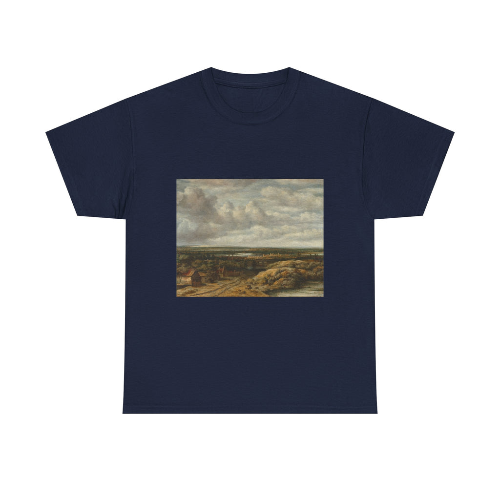 Art Tee – Distant View with Cottages along a Road