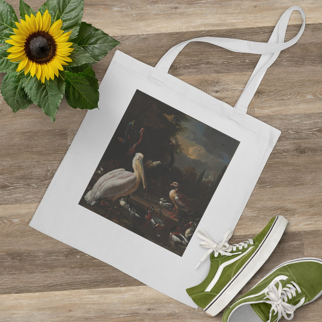Art Tote Bag – A Pelican and other Birds near a Pool, Known as ‘The Floating Feather’