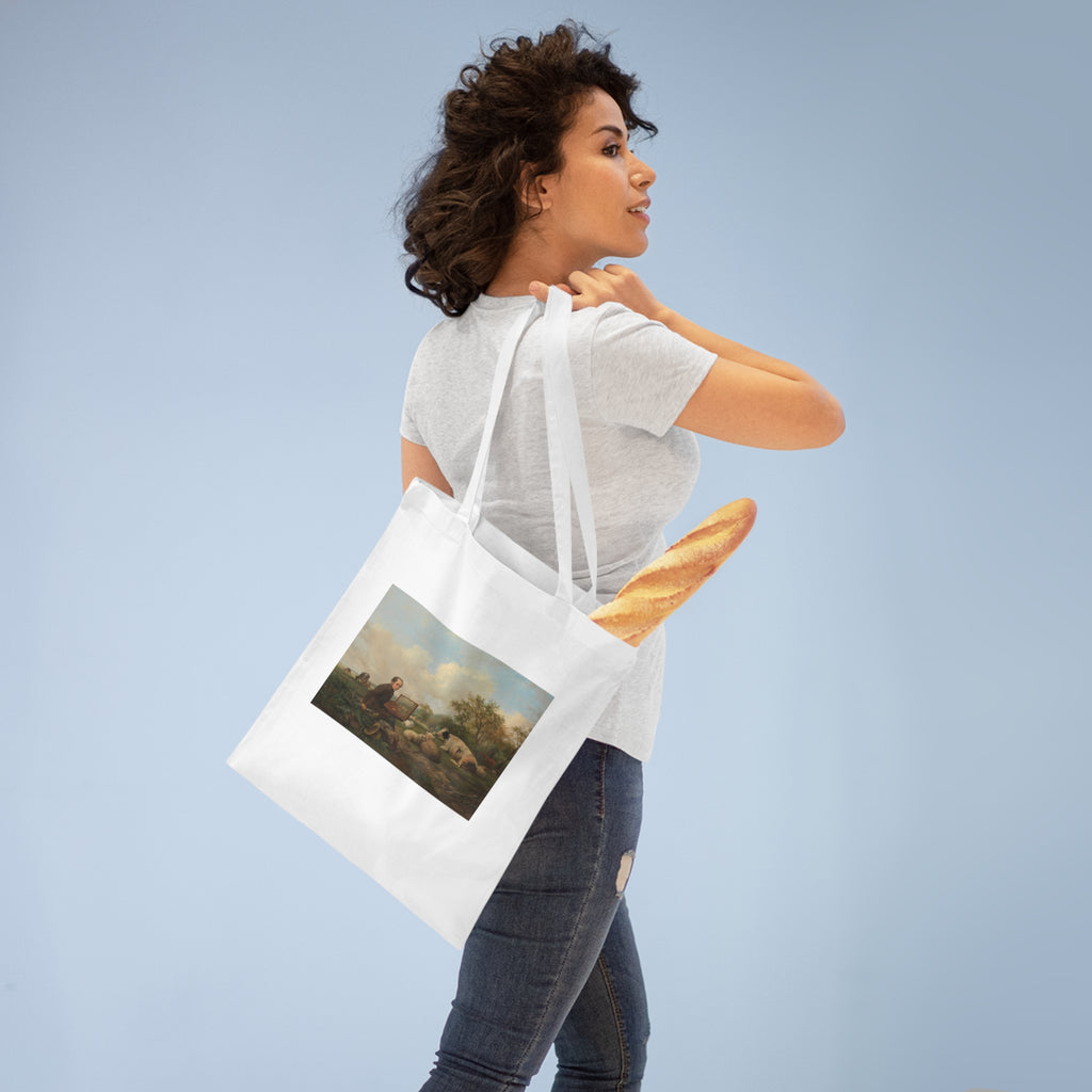 Art Tote Bag – The Artist Painting a Cow in a Meadow