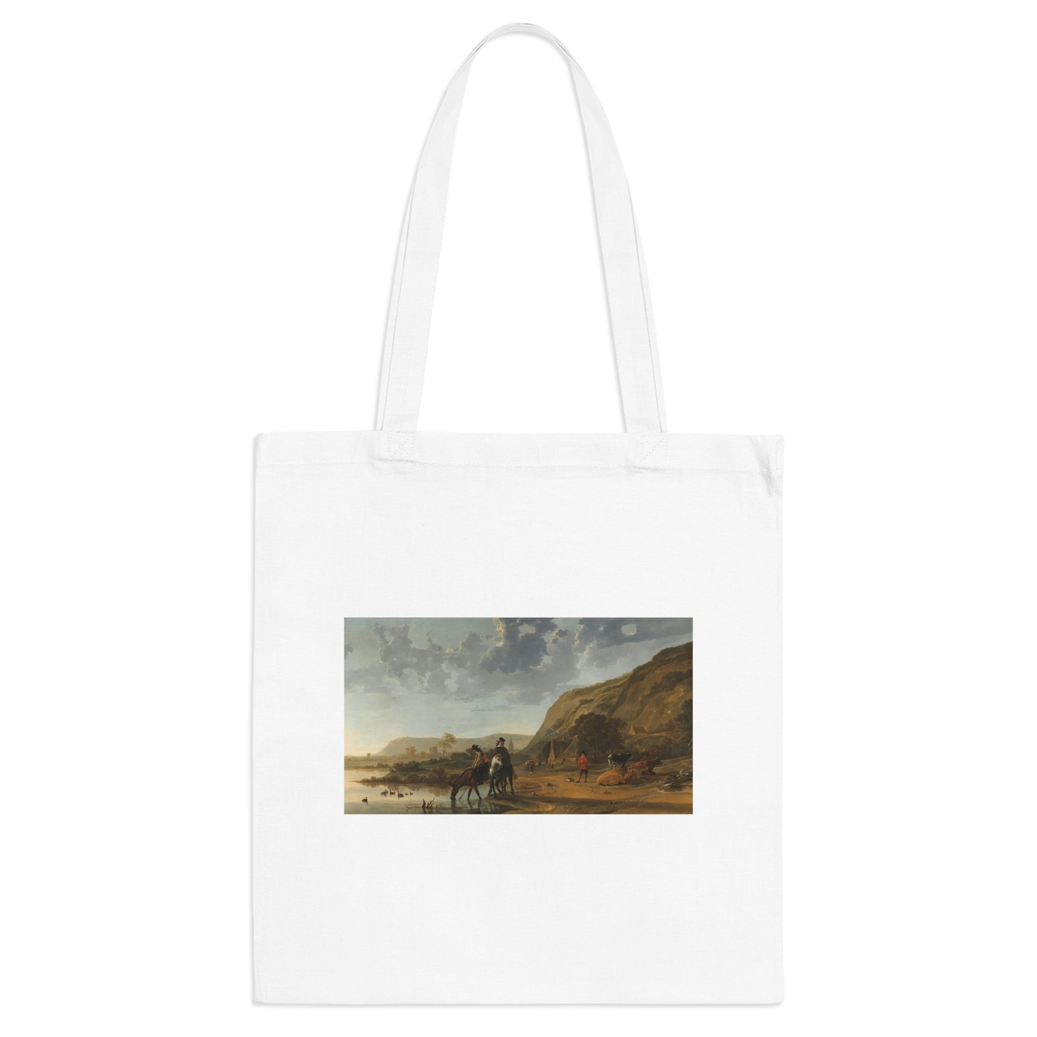 Art Tote Bag – River Landscape with Riders