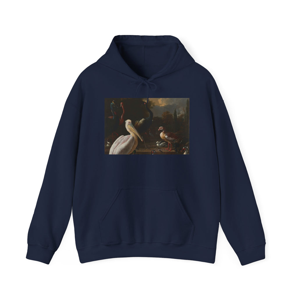 Art Hoodie – A Pelican and other Birds near a Pool, Known as ‘The Floating Feather’