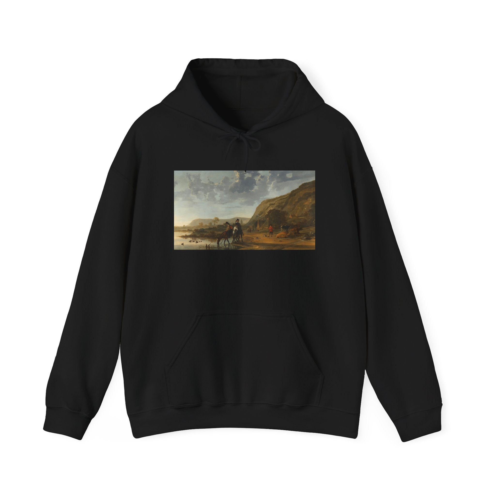 Art Hoodie – River Landscape with Riders