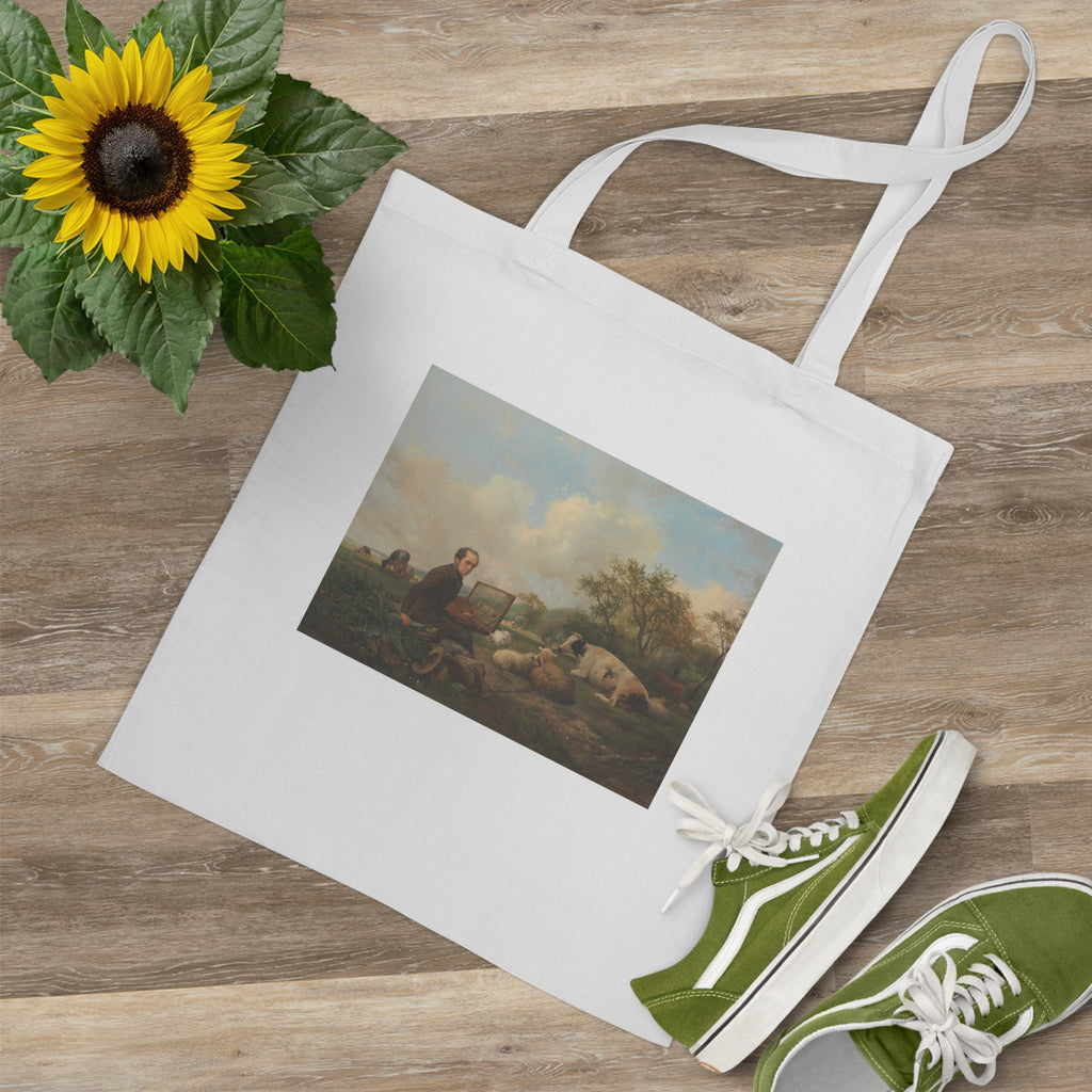 Art Tote Bag – The Artist Painting a Cow in a Meadow