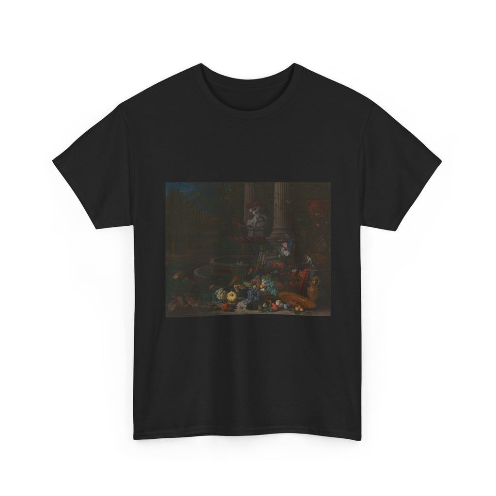 Art Tee – Still Life with Vegetables before a Draped, Overturned Plinth by an Ornamental Fountain