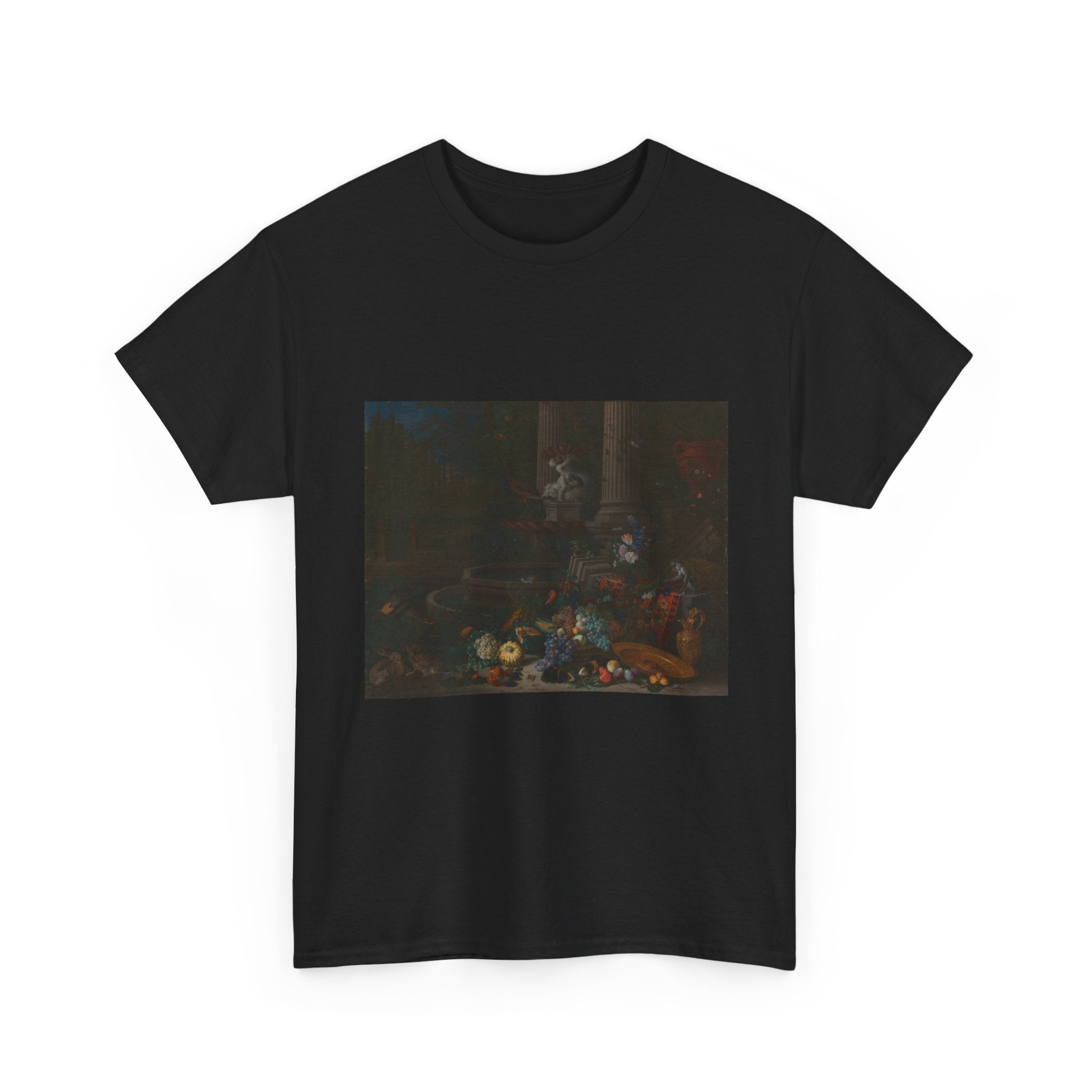 Art Tee – Still Life with Vegetables before a Draped, Overturned Plinth by an Ornamental Fountain