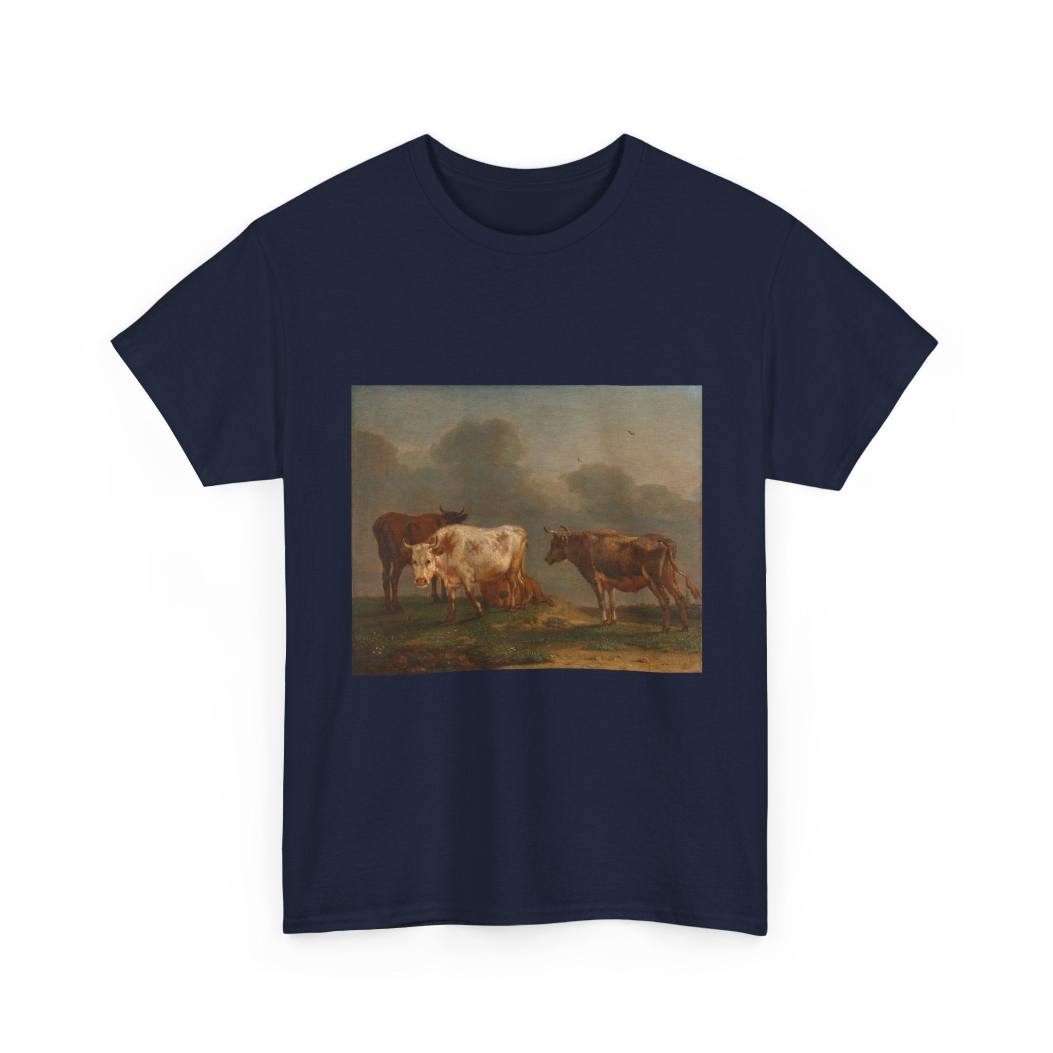 Art Tee – Four Young Bulls in a Meadow