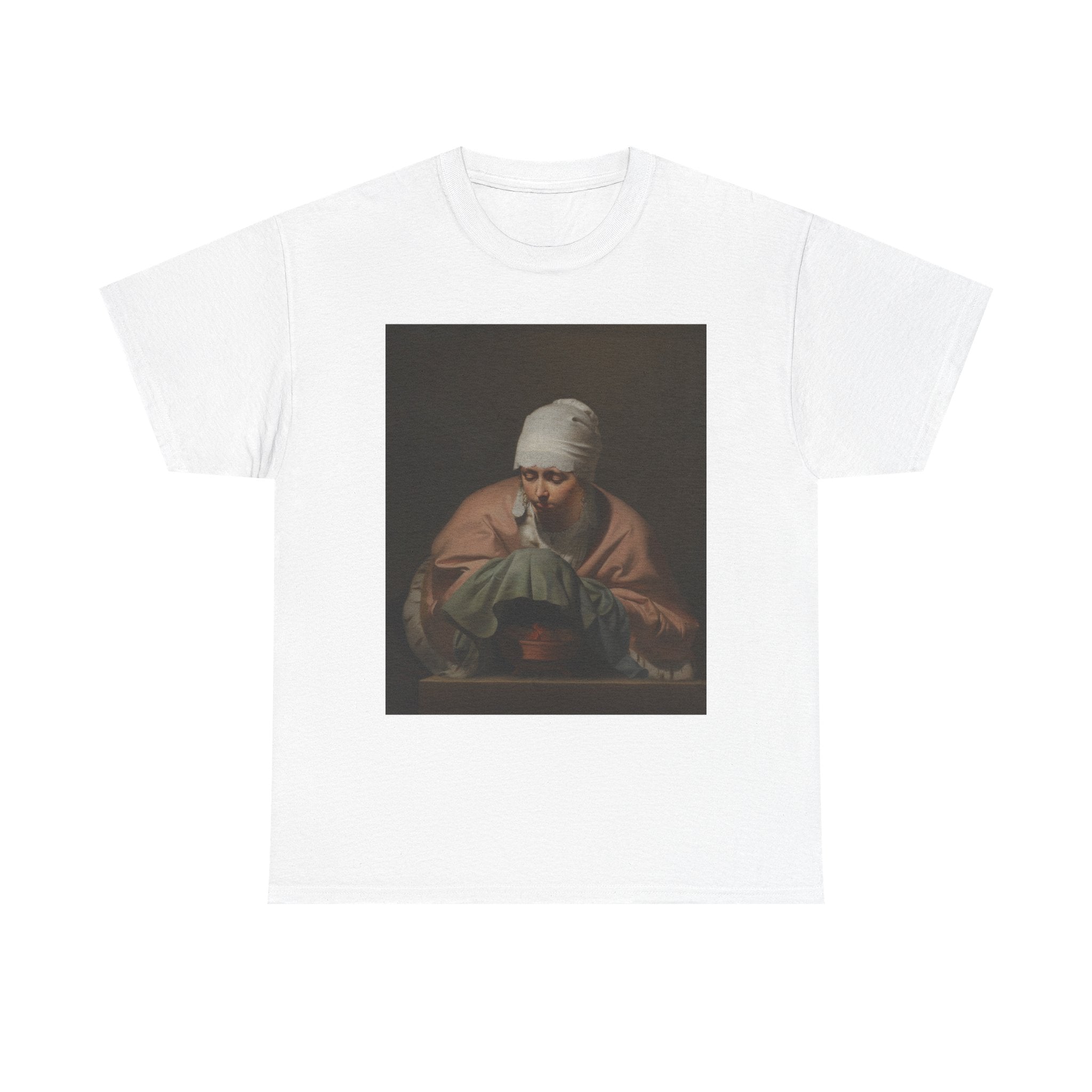 Art Tee – A Young Woman Warming her Hands over a Brazier: Allegory of Winter