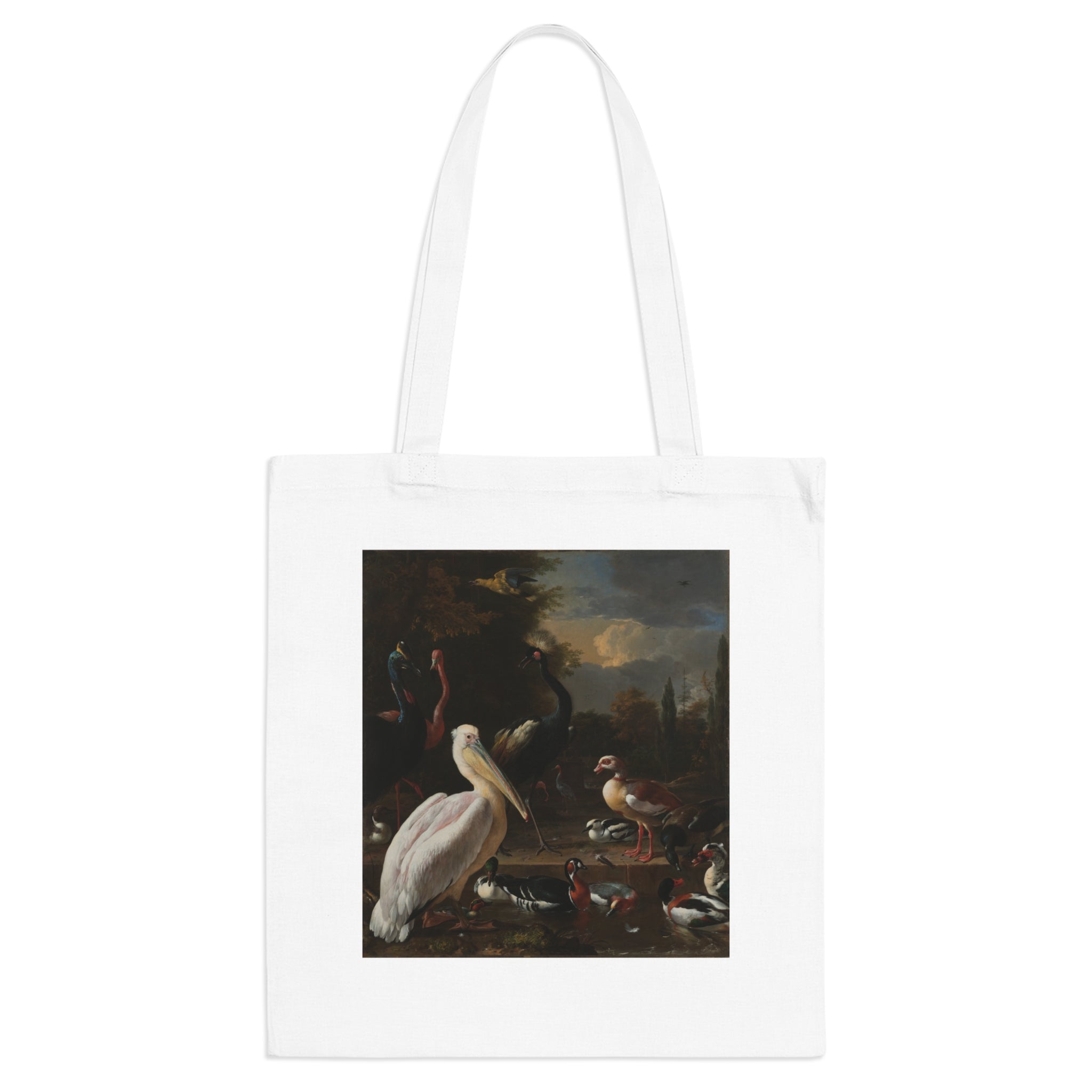 Art Tote Bag – A Pelican and other Birds near a Pool, Known as ‘The Floating Feather’