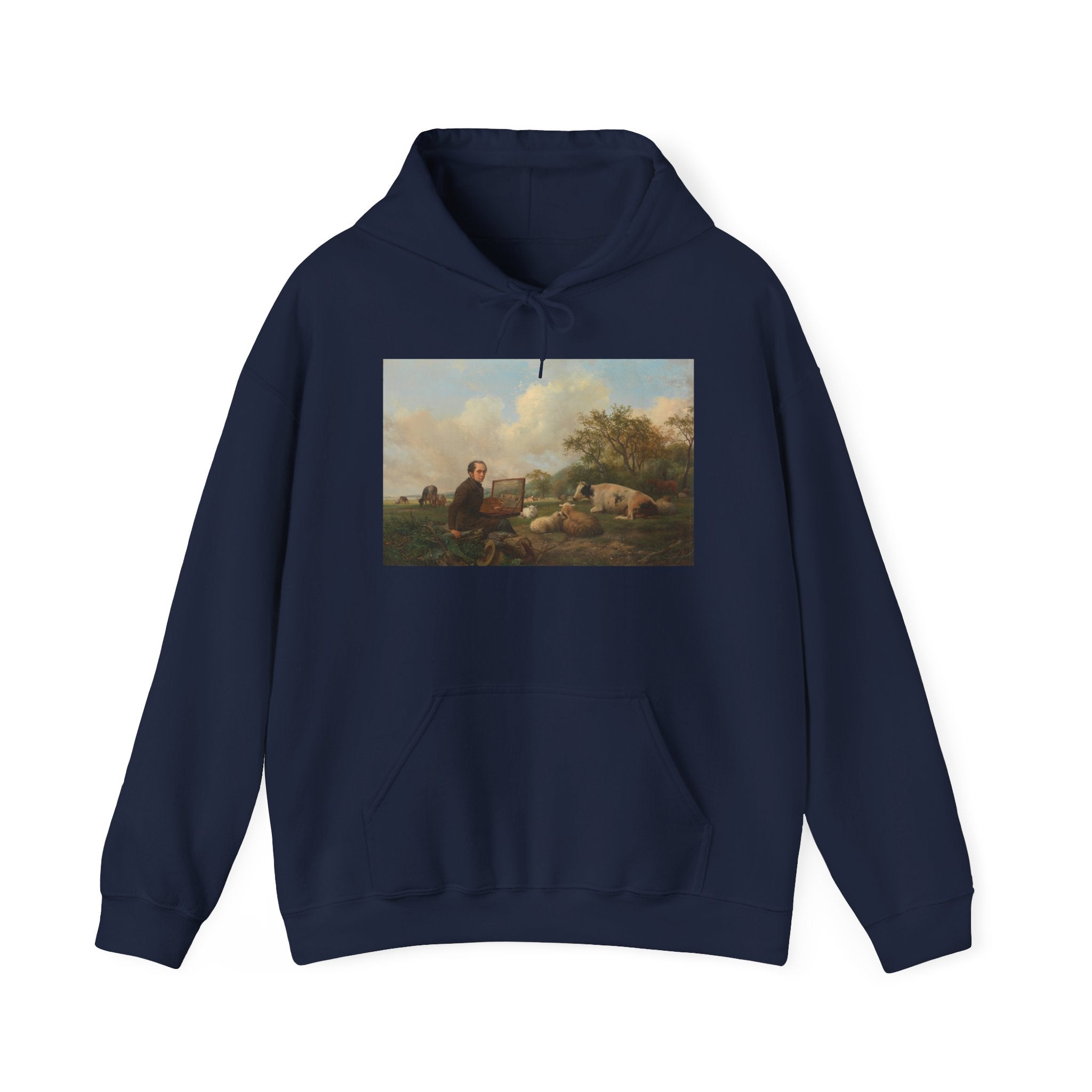 Art Hoodie – The Artist Painting a Cow in a Meadow