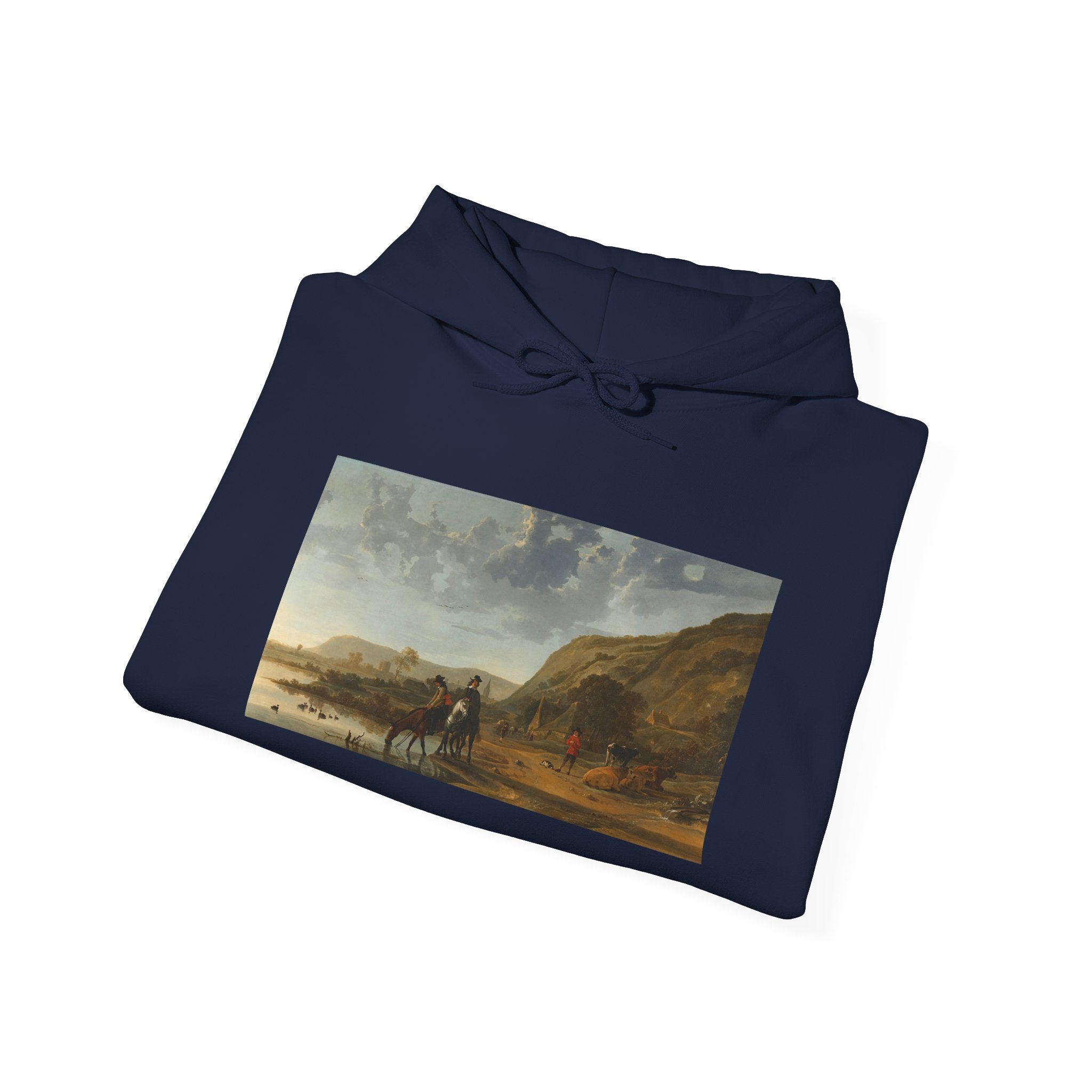 Art Hoodie – River Landscape with Riders
