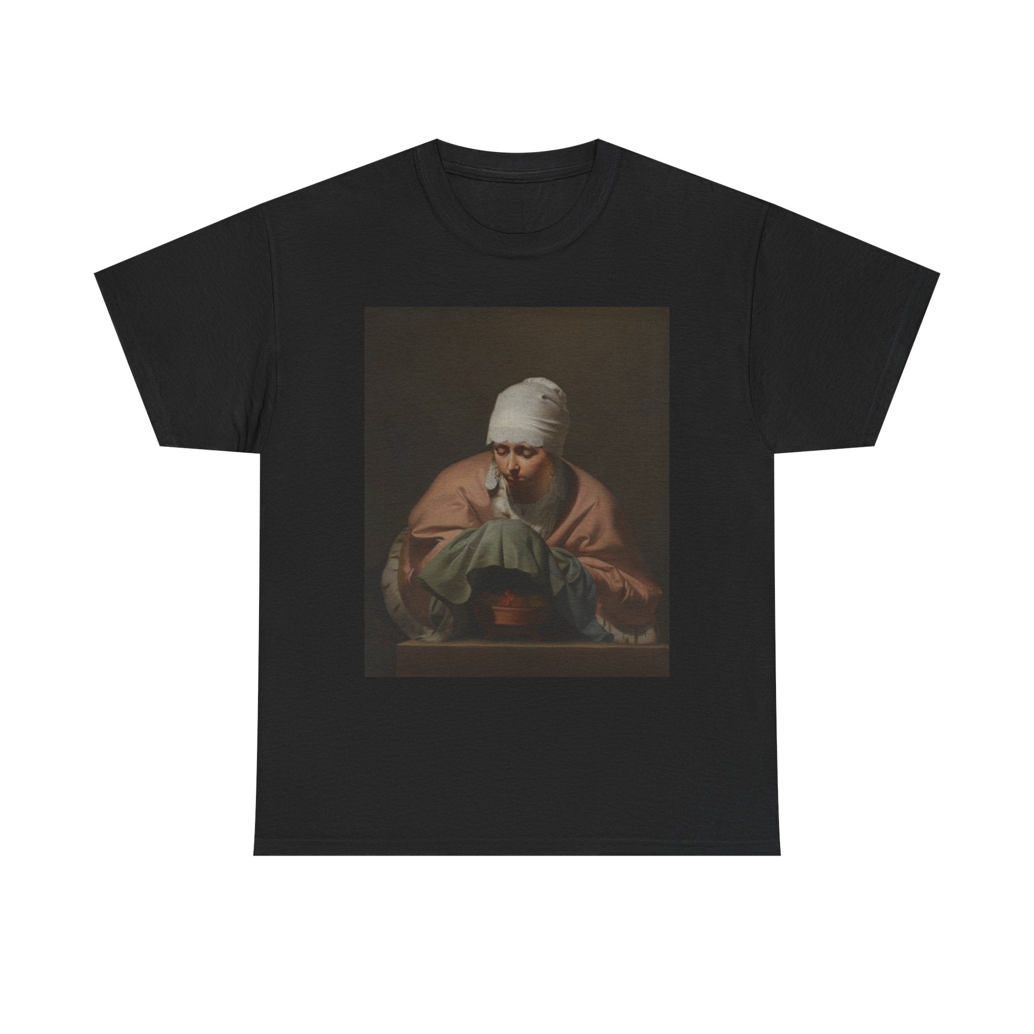 Art Tee – A Young Woman Warming her Hands over a Brazier: Allegory of Winter