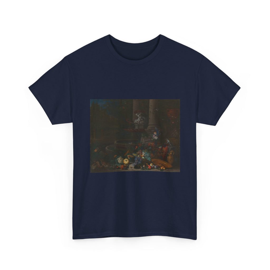 Art Tee – Still Life with Vegetables before a Draped, Overturned Plinth by an Ornamental Fountain