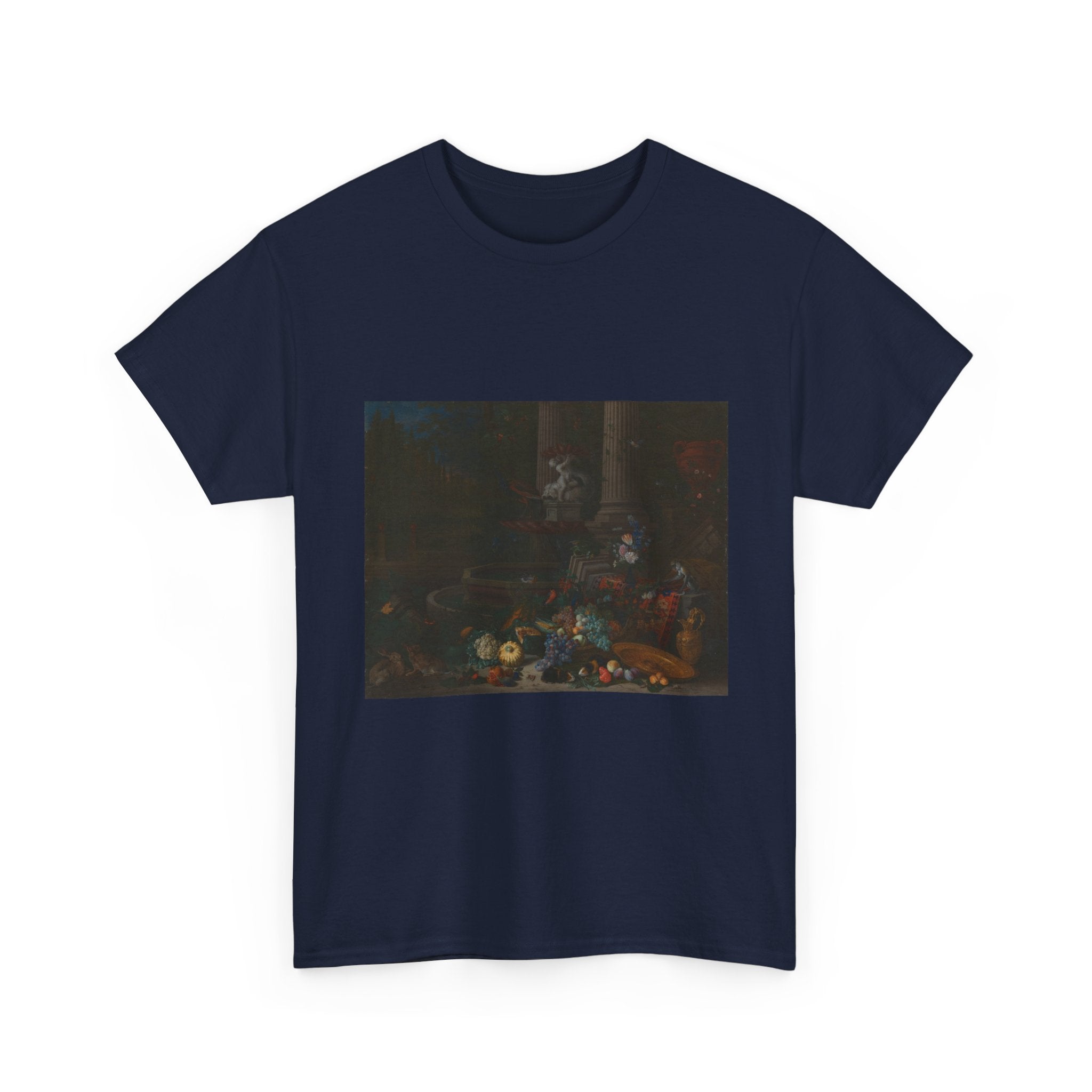 Art Tee – Still Life with Vegetables before a Draped, Overturned Plinth by an Ornamental Fountain