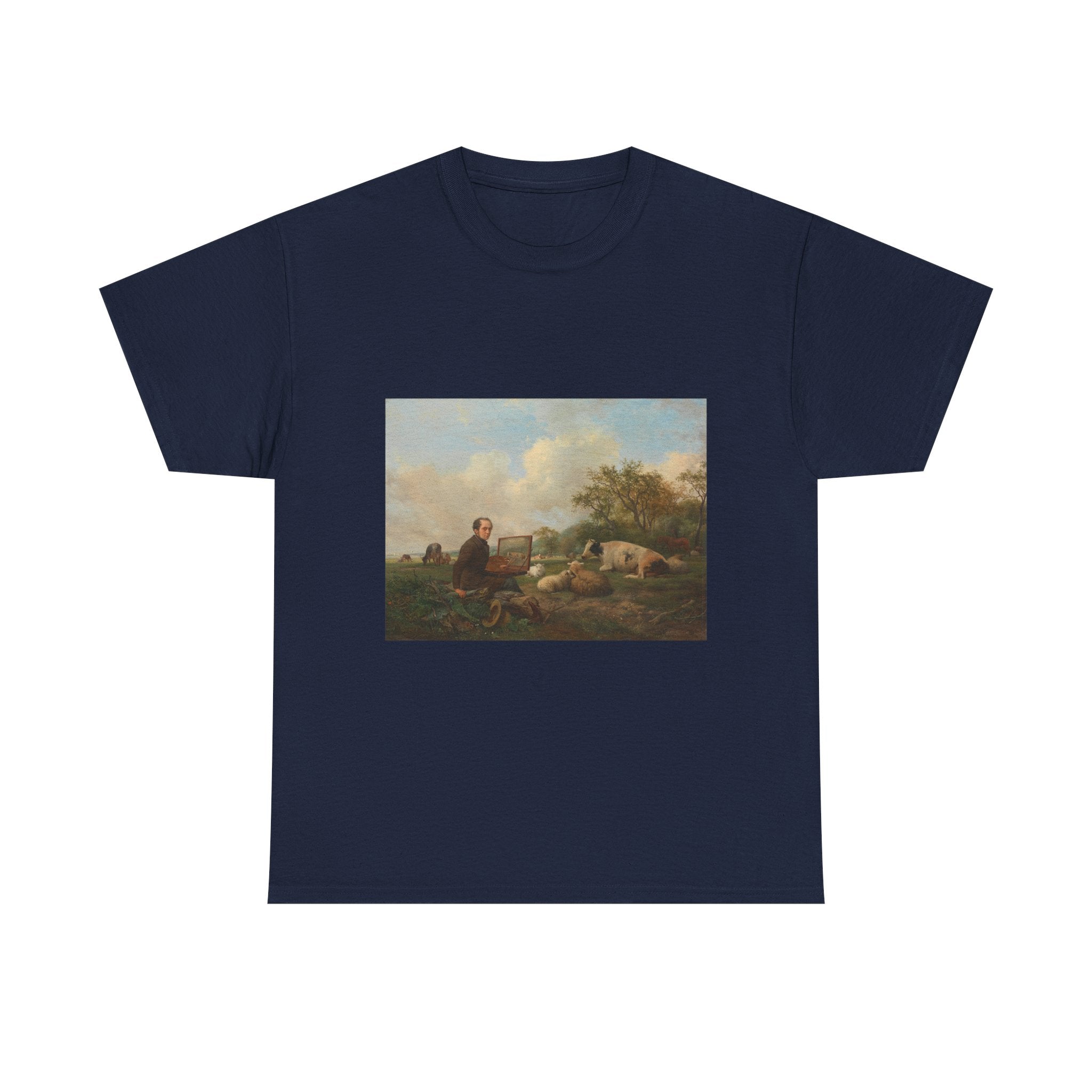 Art Tee – The Artist Painting a Cow in a Meadow