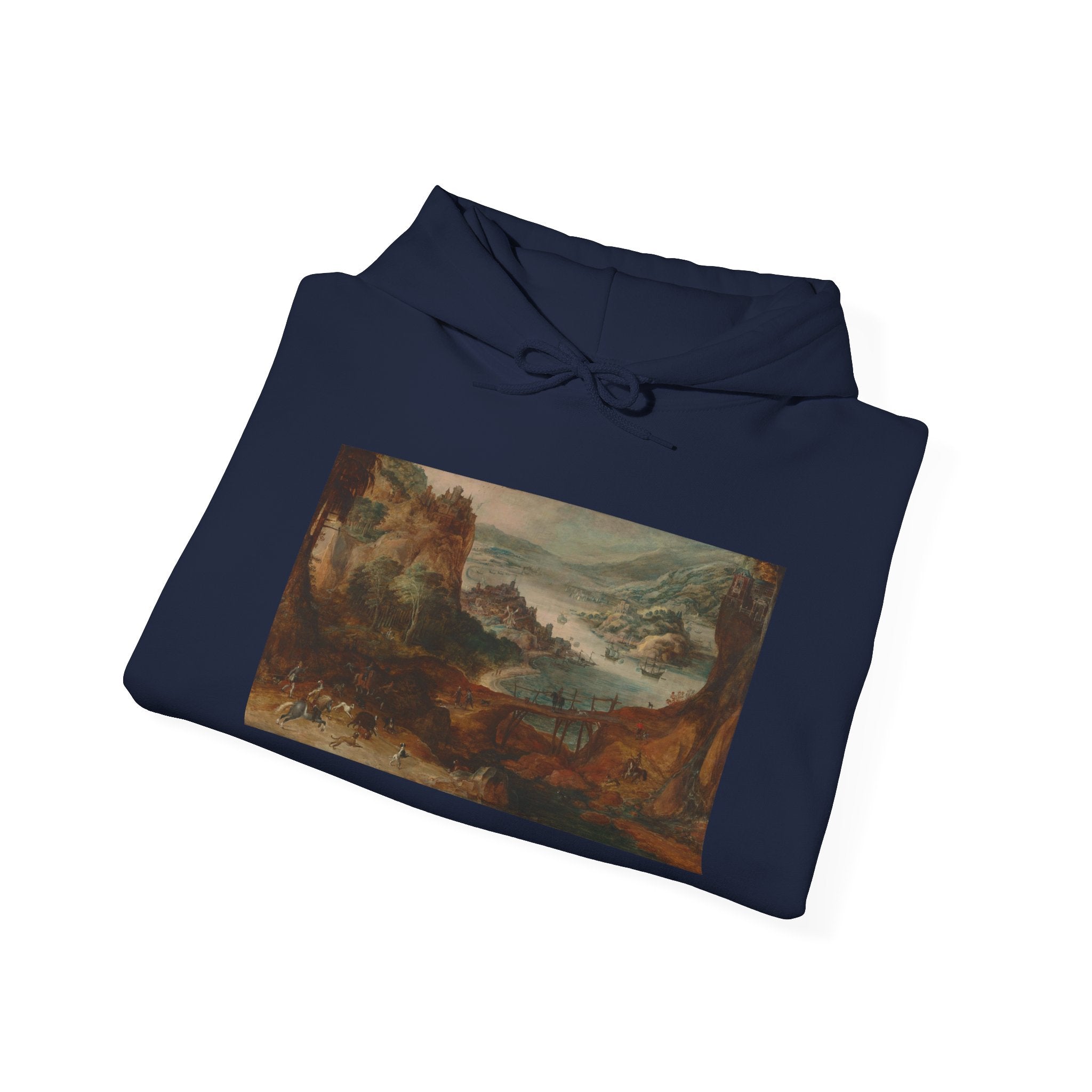 Art Hoodie – River Landscape with Boar Hunt