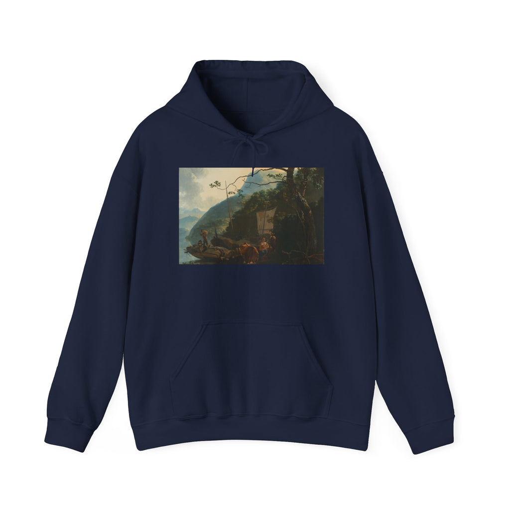Art Hoodie – Boatmen Moored on the Shore of an Italian Lake