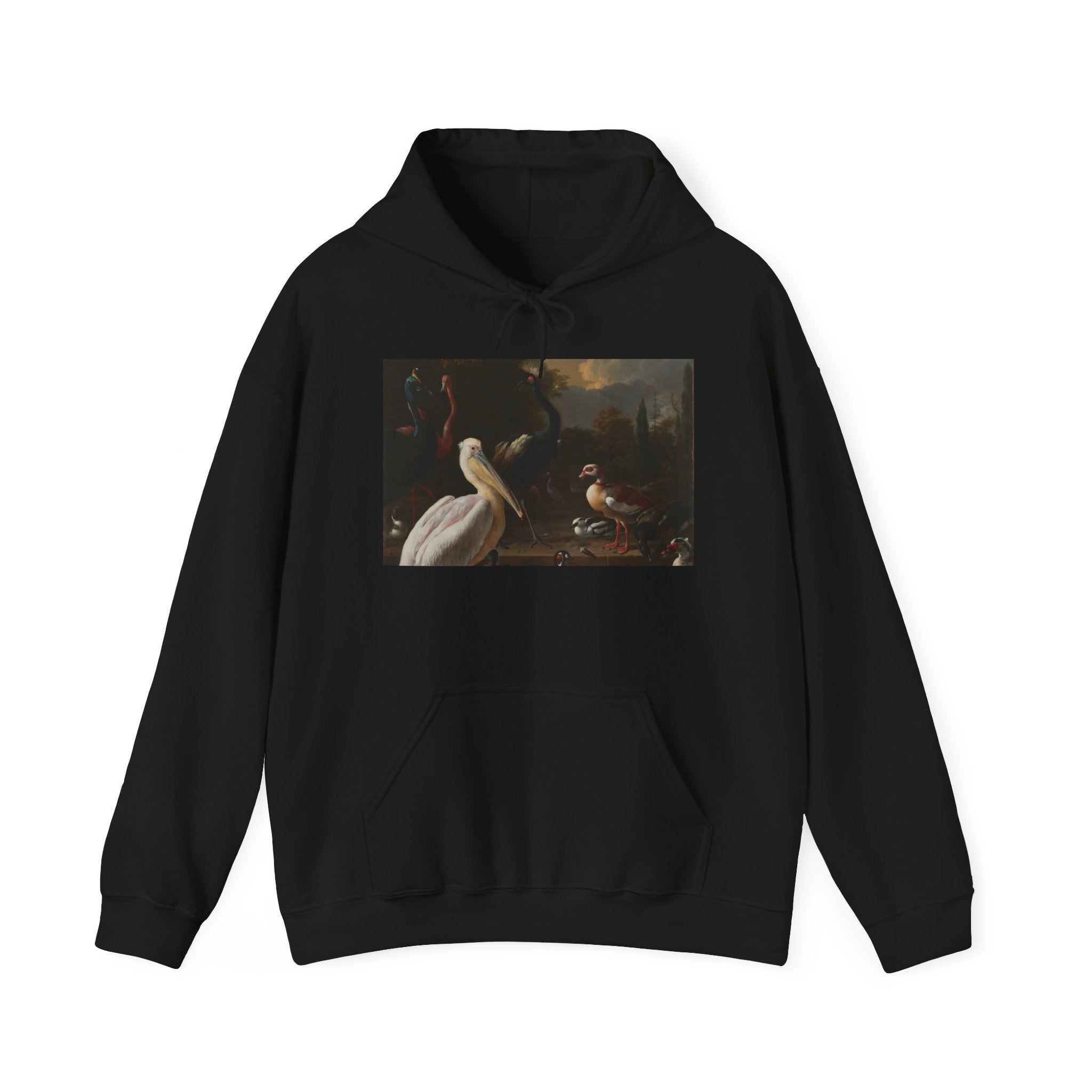 Art Hoodie – A Pelican and other Birds near a Pool, Known as ‘The Floating Feather’
