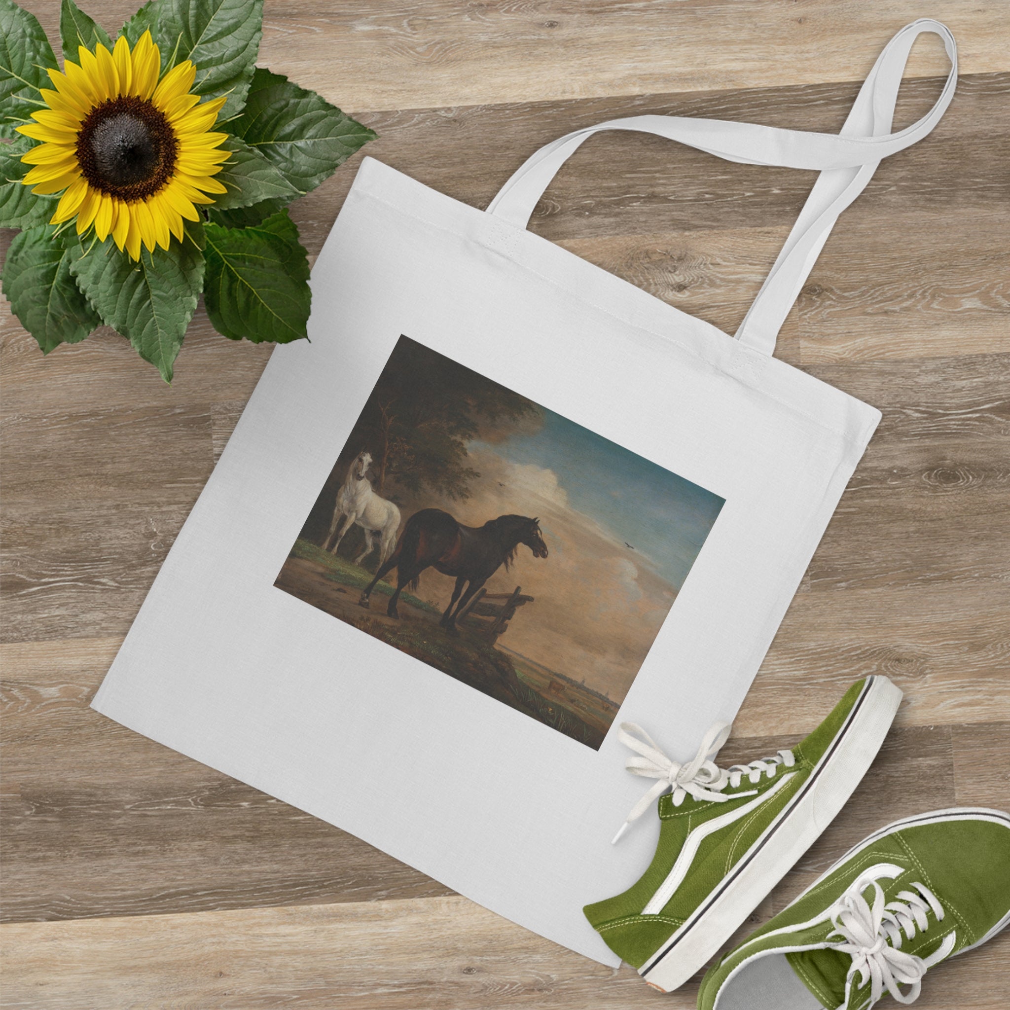 Art Tote Bag – Two Horses in a Meadow near a Gate