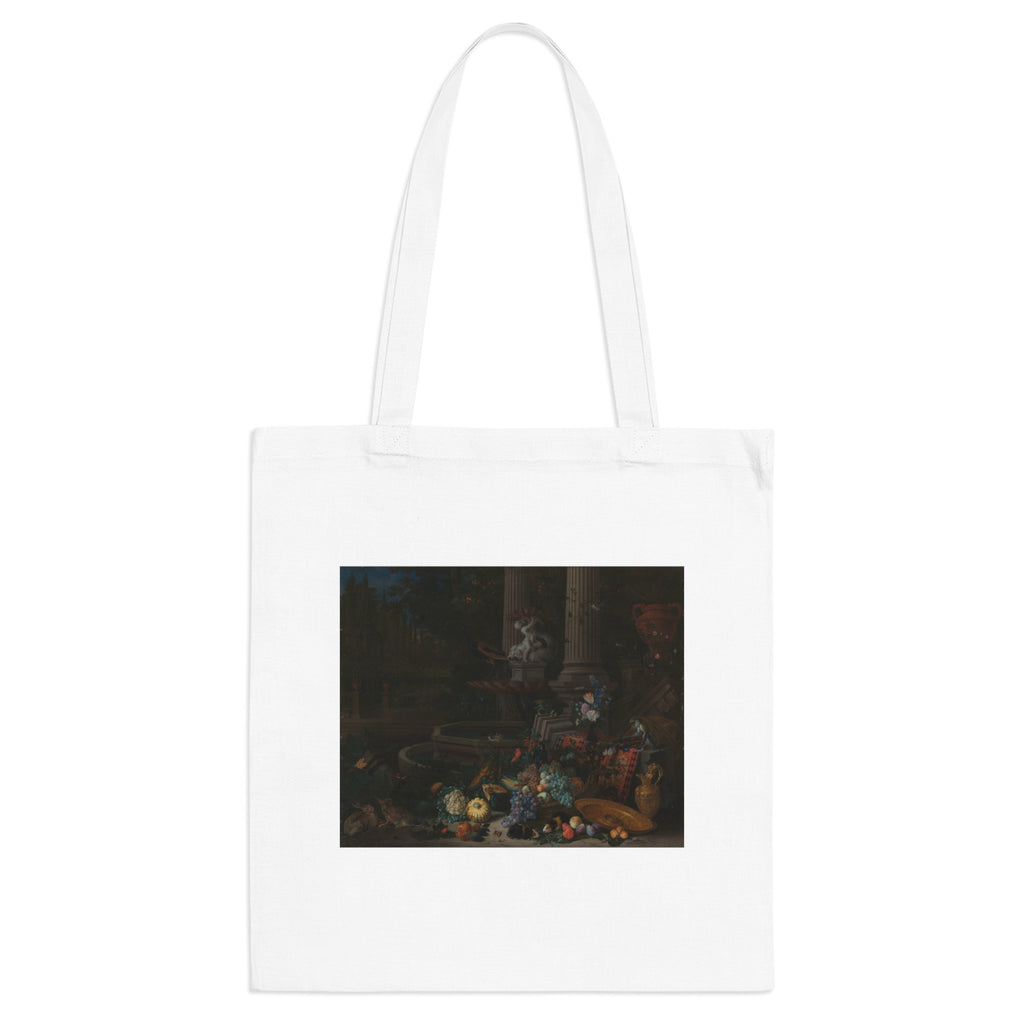 Art Tote Bag – Still Life with Vegetables before a Draped, Overturned Plinth by an Ornamental Fountain