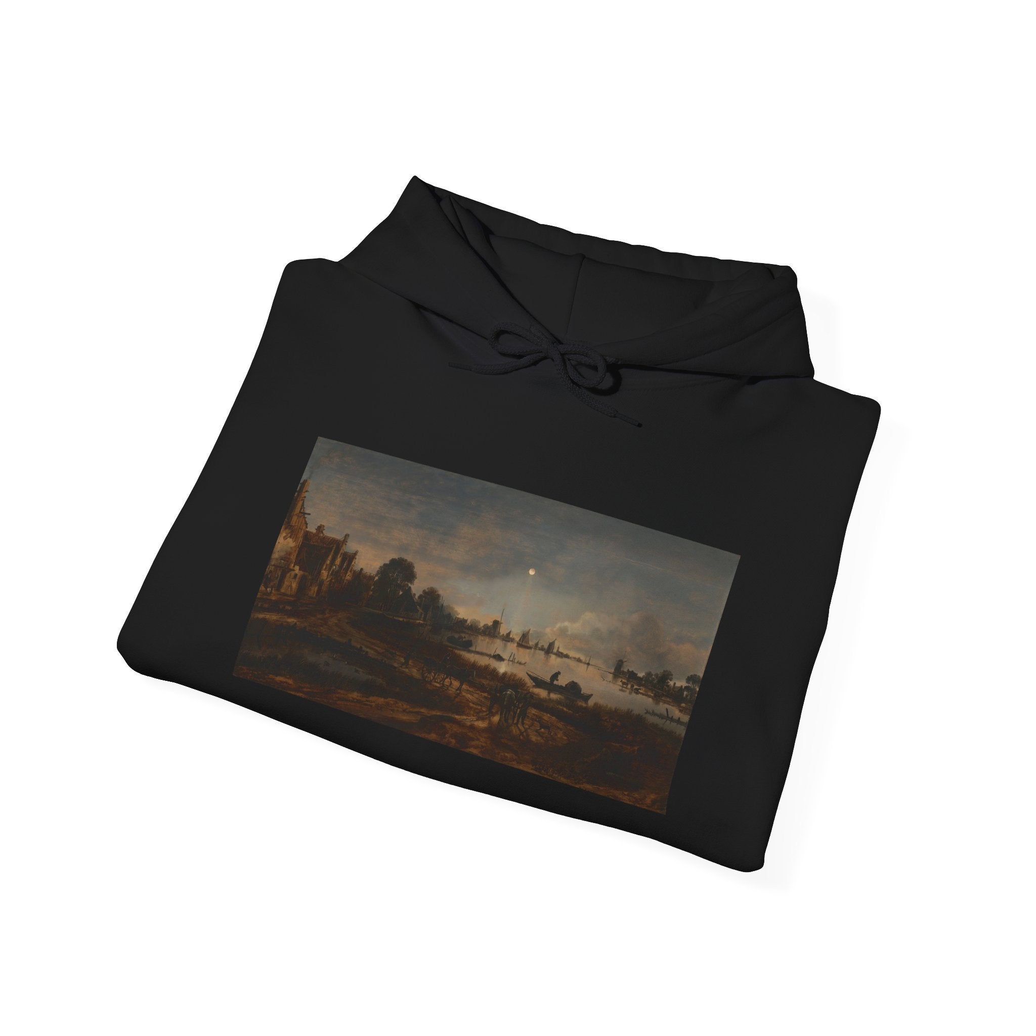 Art Hoodie – River View by Moonlight